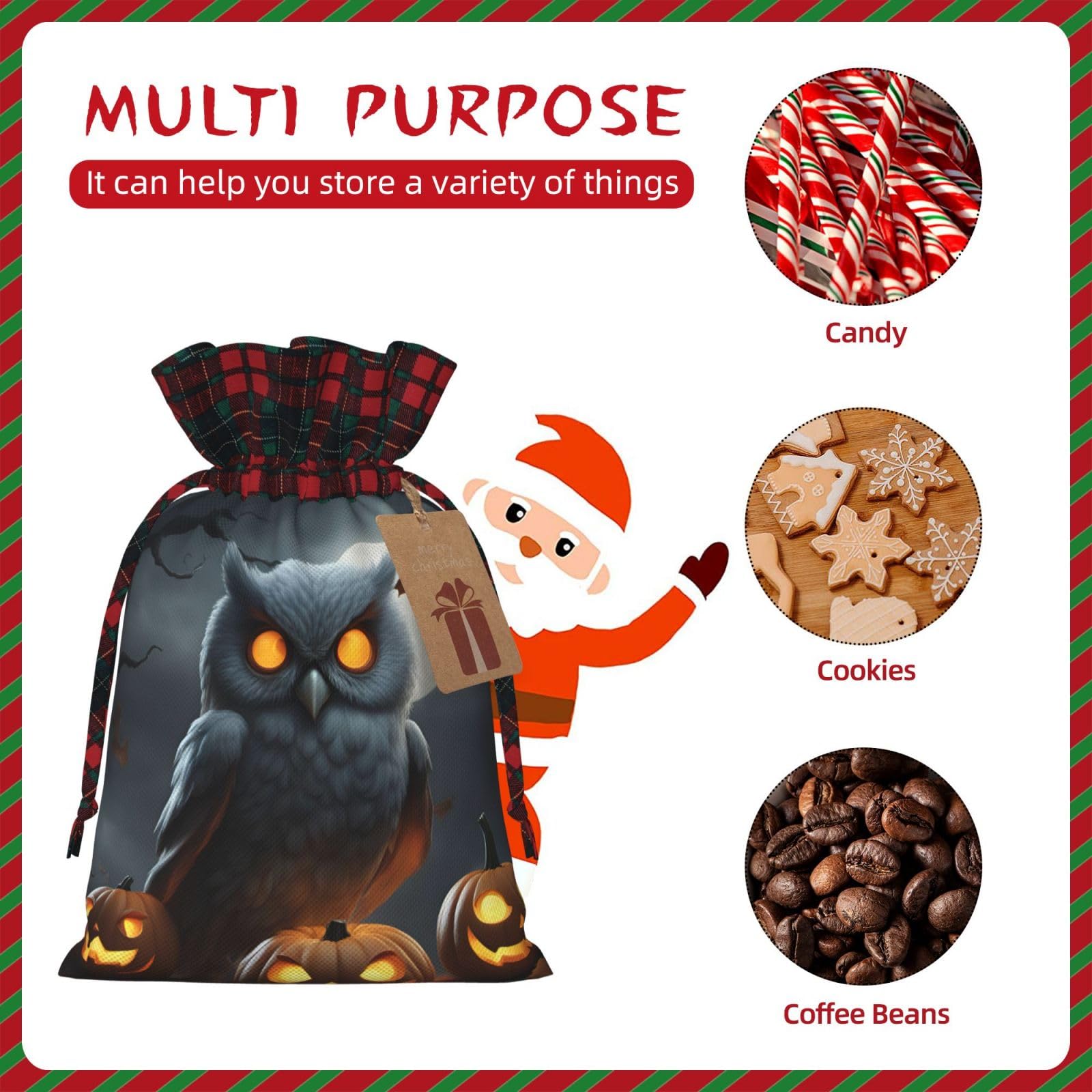 Halloween Owl Ghost Pumpkin Themed Reusable Drawstring Gift Bags - Unique Personalized Party Favors for Trick or Treat, Holiday Decorations & Spooky Celebrations