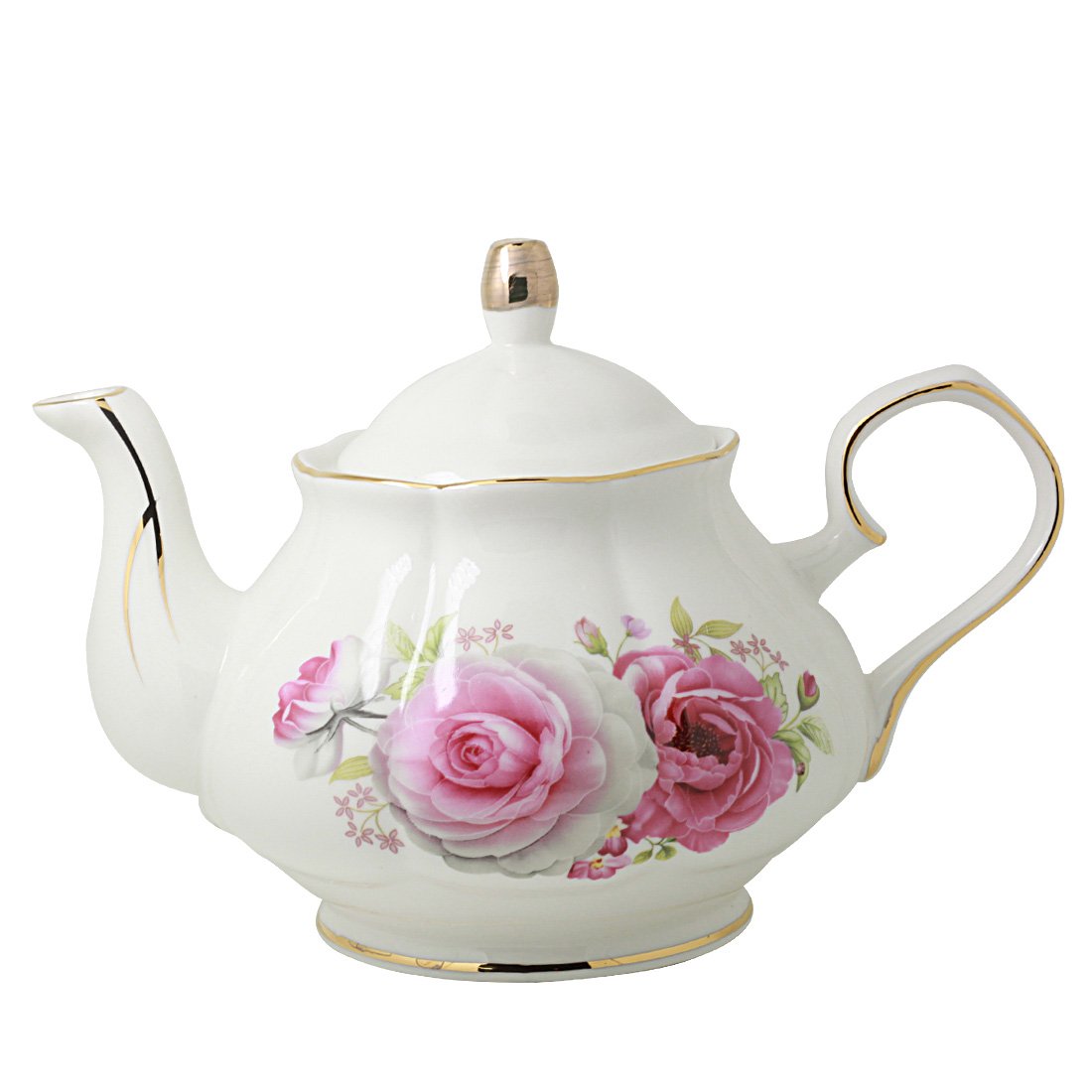 Handmade Ceramic Teapot with Rose Floral Design - Elegant Tea Set for Home, Office, or Gift Giving - Perfect for Afternoon Tea, Hosting Guests, or Relaxation