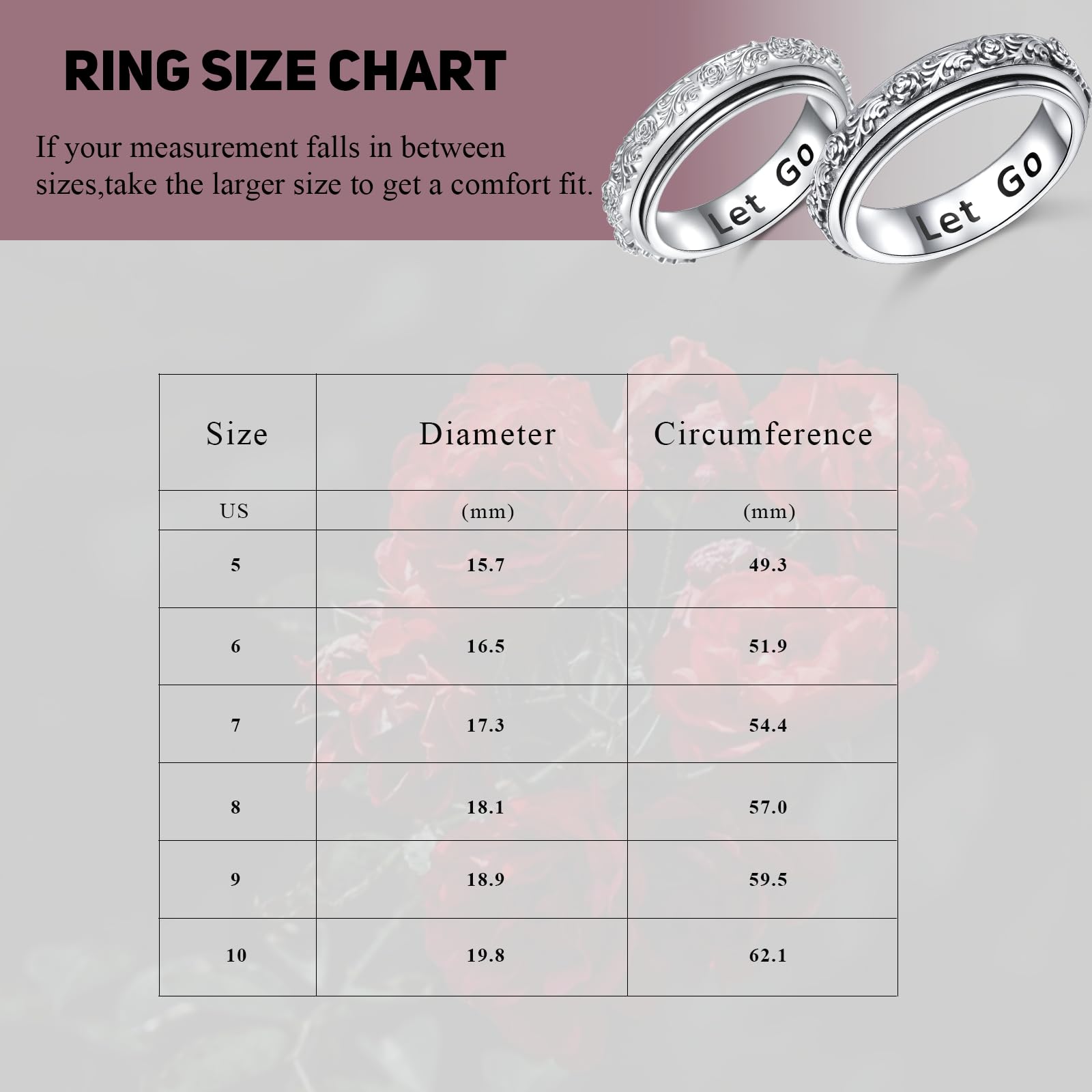 Ladytree S925 Sterling Silver Spinner Ring for Anxiety Relief - Fidget Spinner Ring for Stress, ADHD, Autism - Worry Relieving Jewelry for Women & Men - Perfect for Office, Travel & Daily Relaxation