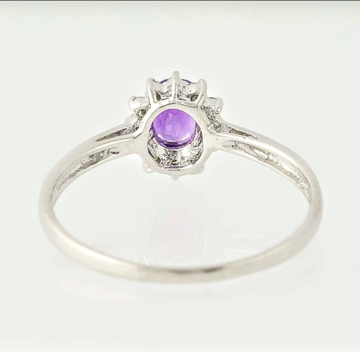 Custom 14K Solid Gold Ring with Natural Amethyst & White Sapphire - Sterling Silver, Yellow, White or Rose Gold Options - Size 5-8 | Perfect for Engagement, Anniversary & Special Occasion Gifts