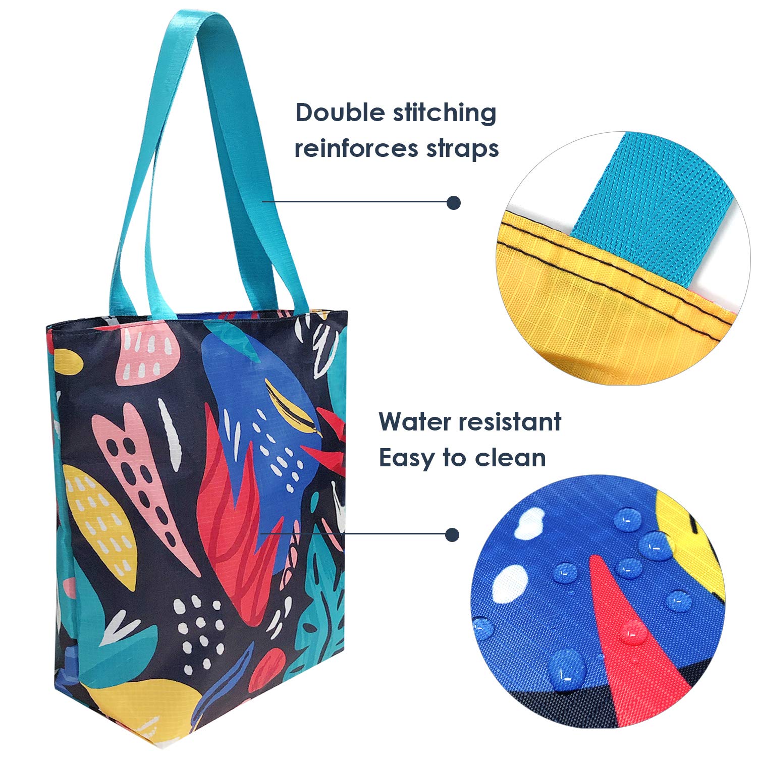 Allydrew Foldable Lightweight Tote Bag - Durable Ripstop Polyester Reusable Shopping Bag for Women & Men - Perfect for Travel, Gym, Beach, Work & Everyday Use