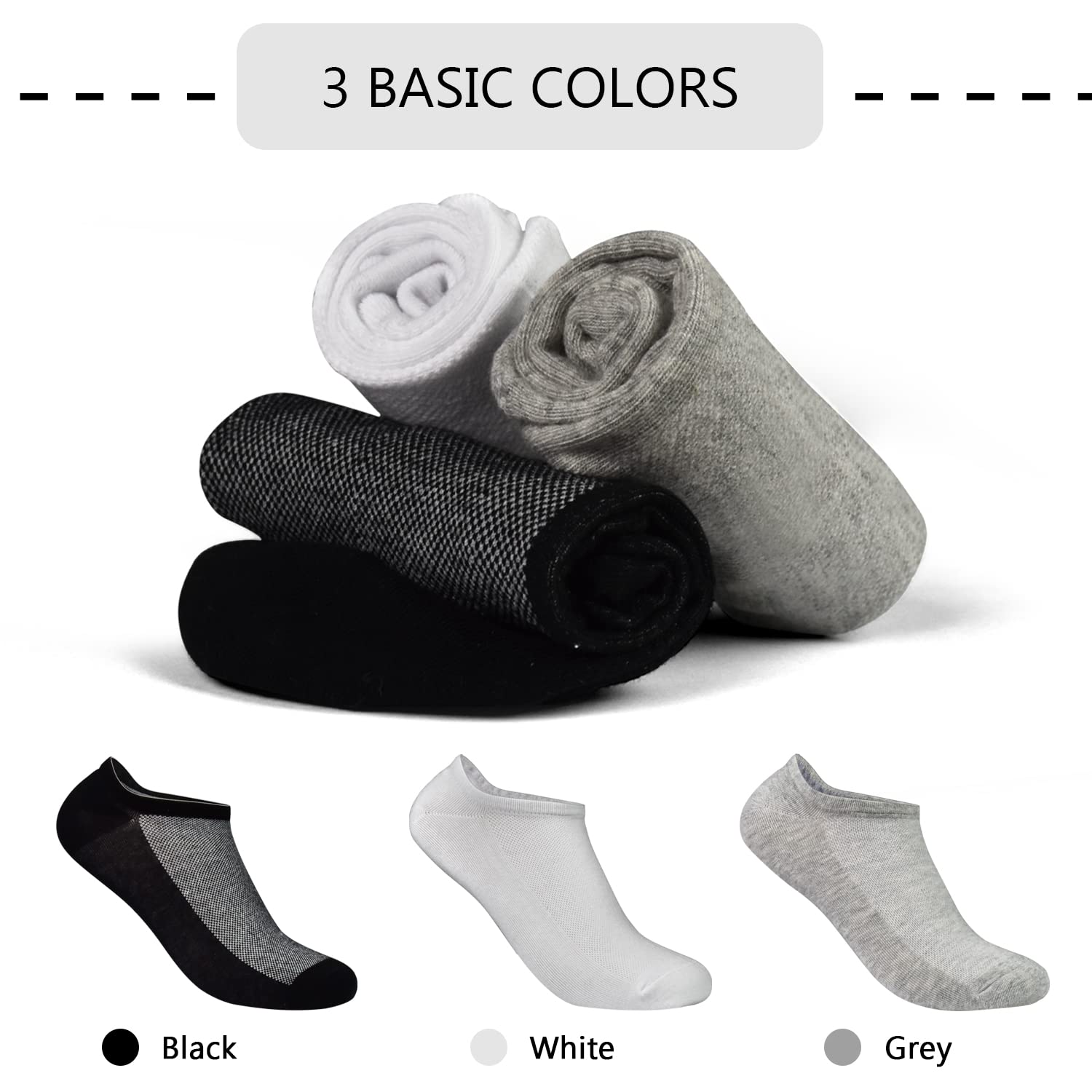 Tphon Men's No Show Socks - 8 Pairs Non-Slip Low Cut Ankle Socks for Athletic Wear, Loafers & Sneakers | Breathable Liner Socks for Running, Gym & Casual Outfits