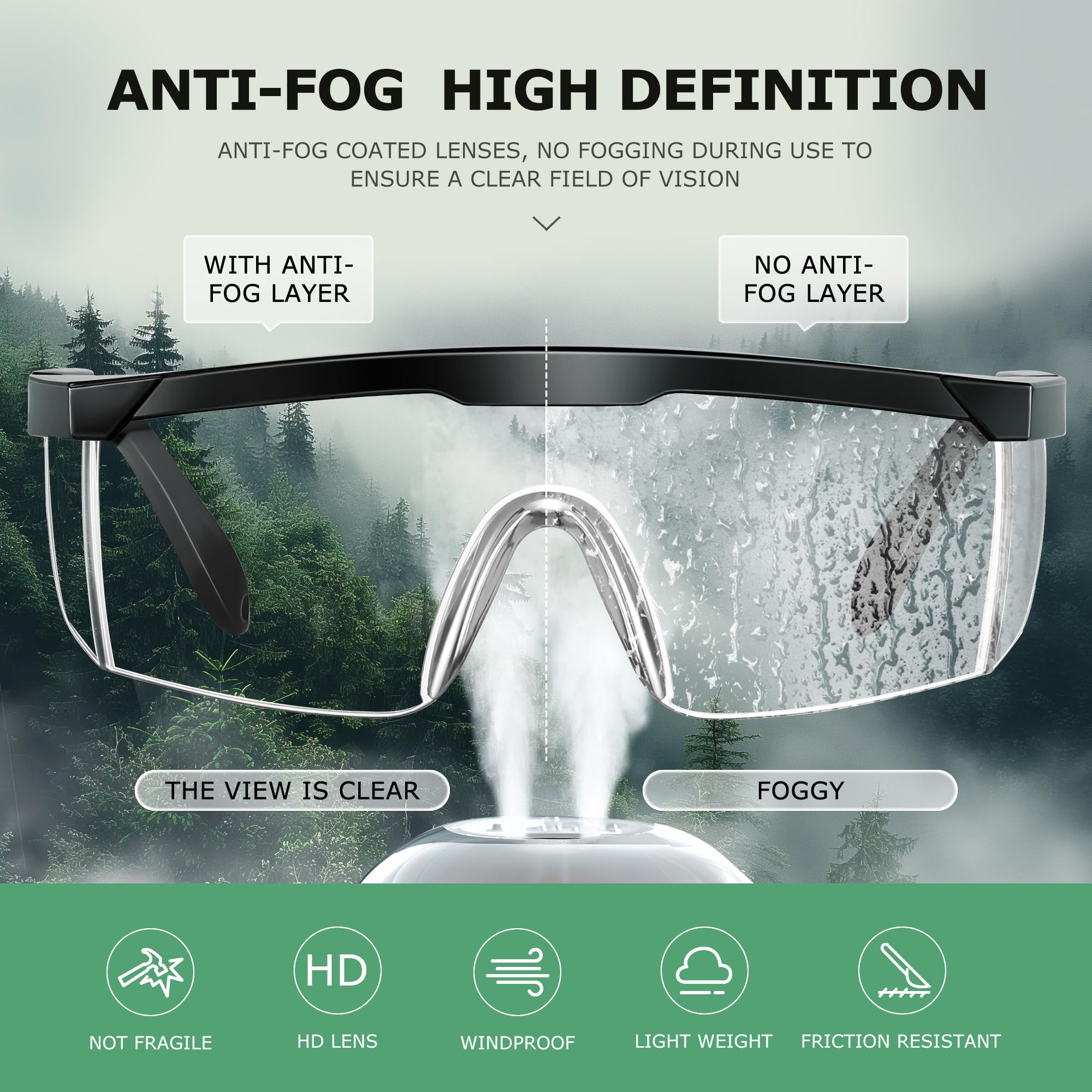 Safety Goggles Over Glasses - Anti Fog Protective Eyewear for Lab Work & Chemistry | ANSI Certified Eye Protection for Professionals & DIY Projects