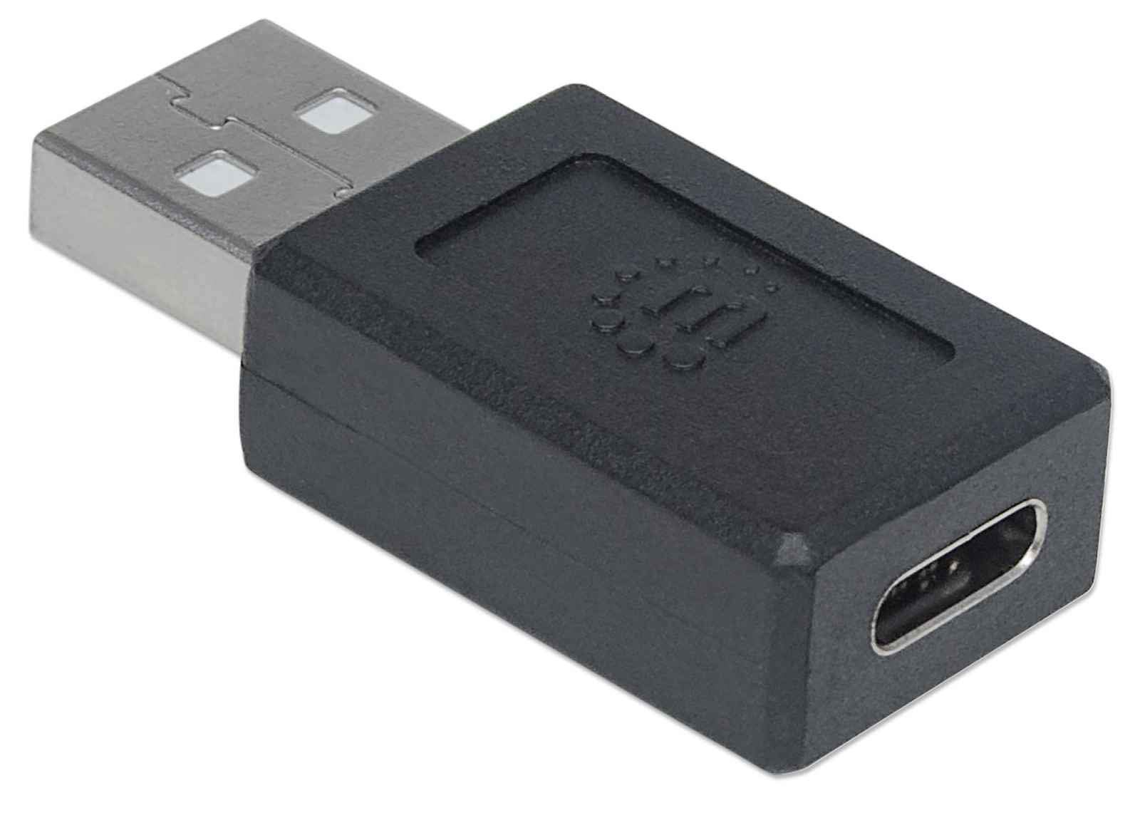 MANHATTAN USB 2.0 Type C to A Adapter (354653) - High-Speed Data Transfer for Smartphones, Laptops & Tablets - Perfect for Home, Office & Travel Use