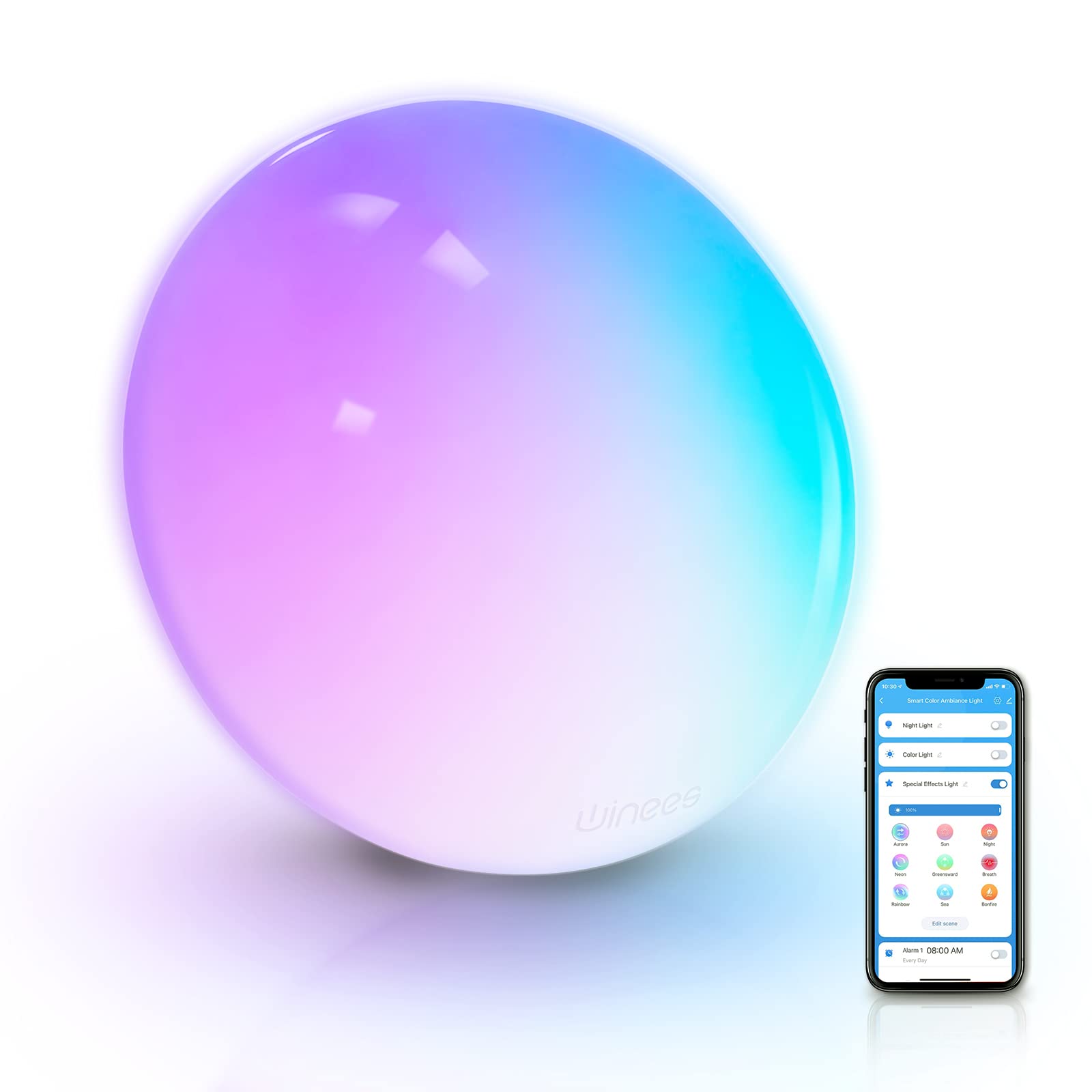 Smart Table Lamp with Alexa & Google Home Compatibility - WiFi App Control, RGB Color Changing, Dimmable LED Night Light for Bedroom & Living Room | Perfect for Reading, Relaxing & Home Decor