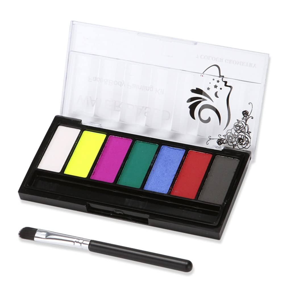 7-Color Water-Soluble Body Paint for Halloween & Cosplay - Non-Toxic, Quick-Drying Face Paint Kit with Vibrant Colors (Black + 6 Colors) - Perfect for Costume Parties, Festivals & DIY Face Art