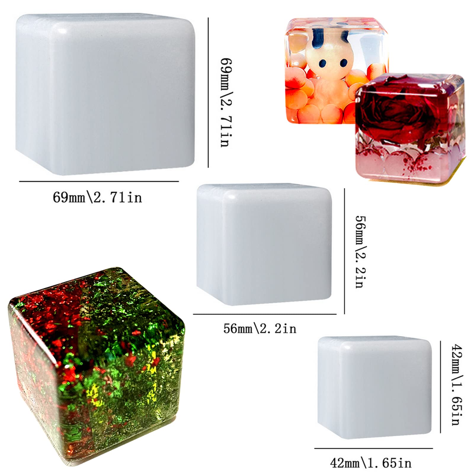(3 Pack) Resilient Silicone Resin Cube Molds - Deep Square Epoxy Casting Molds for DIY Art, Candle & Soap Making - Perfect for Home Decor, Wedding Favors & Craft Projects