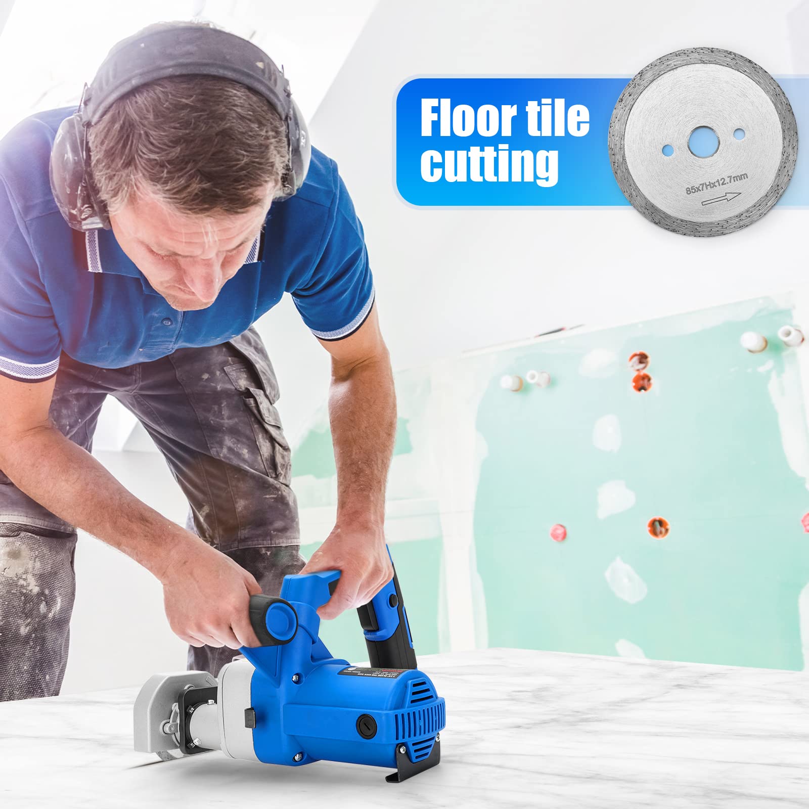6.8Amp Toe Kick Saw with 3 Blades - for Wood & Tile Cutting | Subfloor Removal Tool