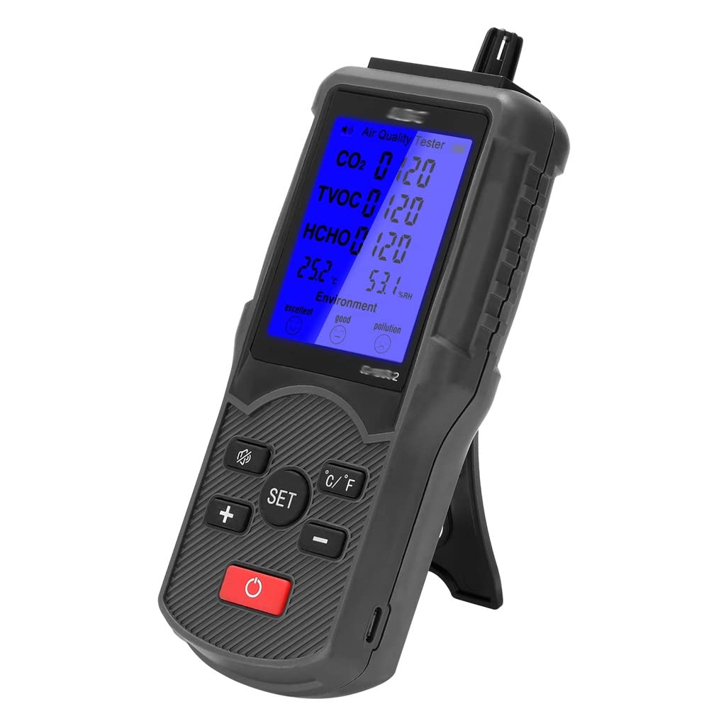 **Multifunctional Air Quality Tester - CO2, TVOC, Temperature & Humidity Monitor | Portable Indoor Air Quality Detector for Home, Office & Travel**