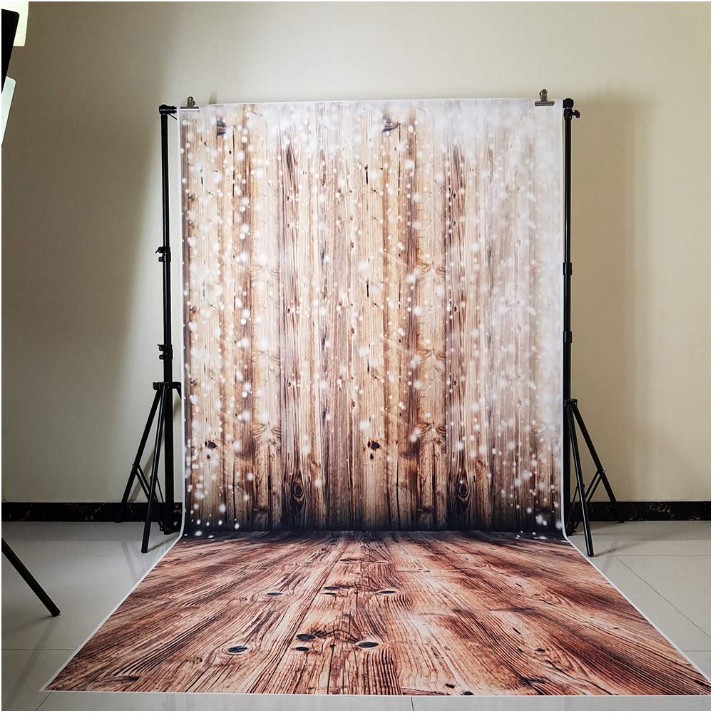 Christmas Photography Backdrop - Wooden Plank & Snowflakes for Party Photo Booth & Wall Decor