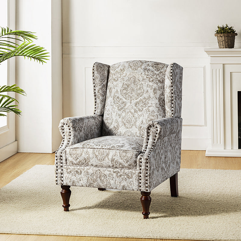 Felix Upholstered Wingback Armchair with Spindle Legs - Comfortable Living Room Chair for Reading & Relaxing - Perfect for Home Office, Bedroom or Lounge Area