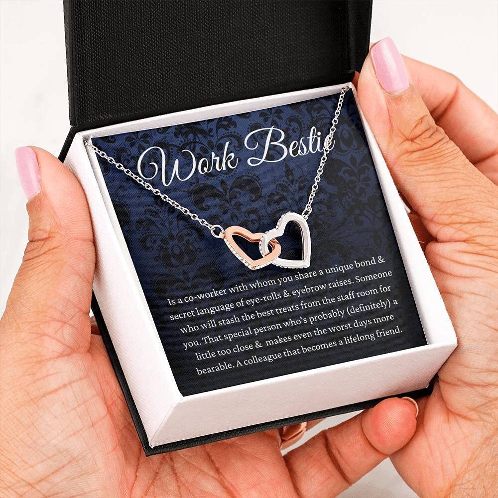 Personalized Heart Necklace - Handmade Jewelry Gift for Best Friend & Coworker | Work Bestie, Leaving Gift