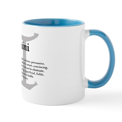 White/Blue Inside - Gemini Coffee Mug / Cup 11Oz
