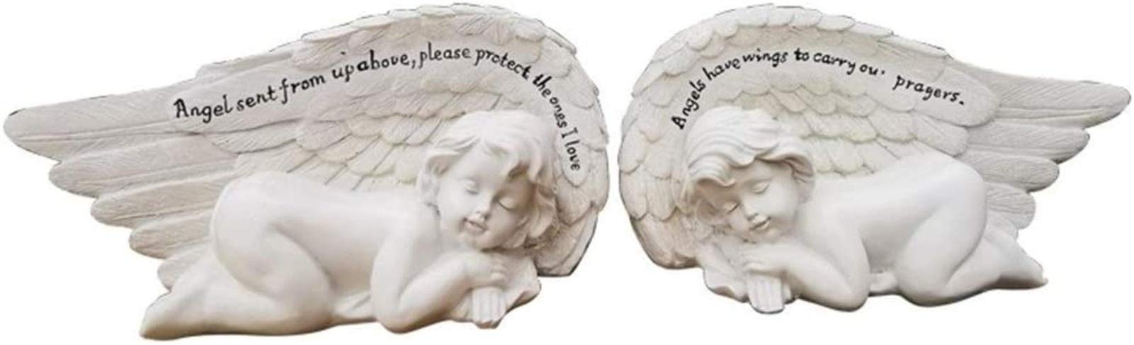 Handiya 2-Piece Garden Angel Statues Set - Outdoor Sleeping & Lying Angel Sculptures for Patio, Yard Decor | Perfect for Garden, Lawn, and Landscape Decoration