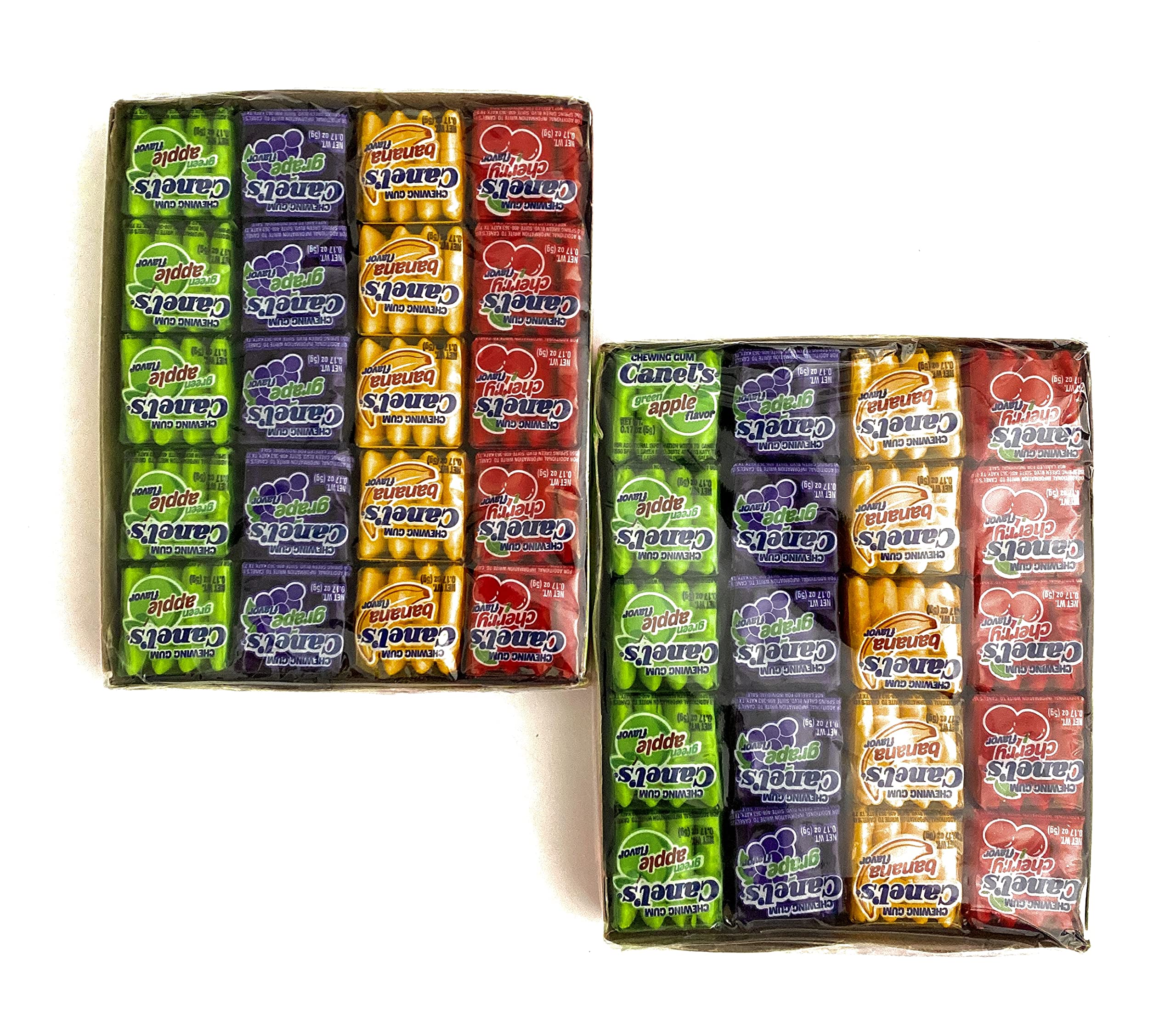 Assorted Fruit Flavored Chewing Gum - Cherry, Apple, Grape & Banana - 160 Pieces (4 Flavors, 20 Count x 2 Packs) - Perfect for Office, Travel & Fresh Breath On-The-Go