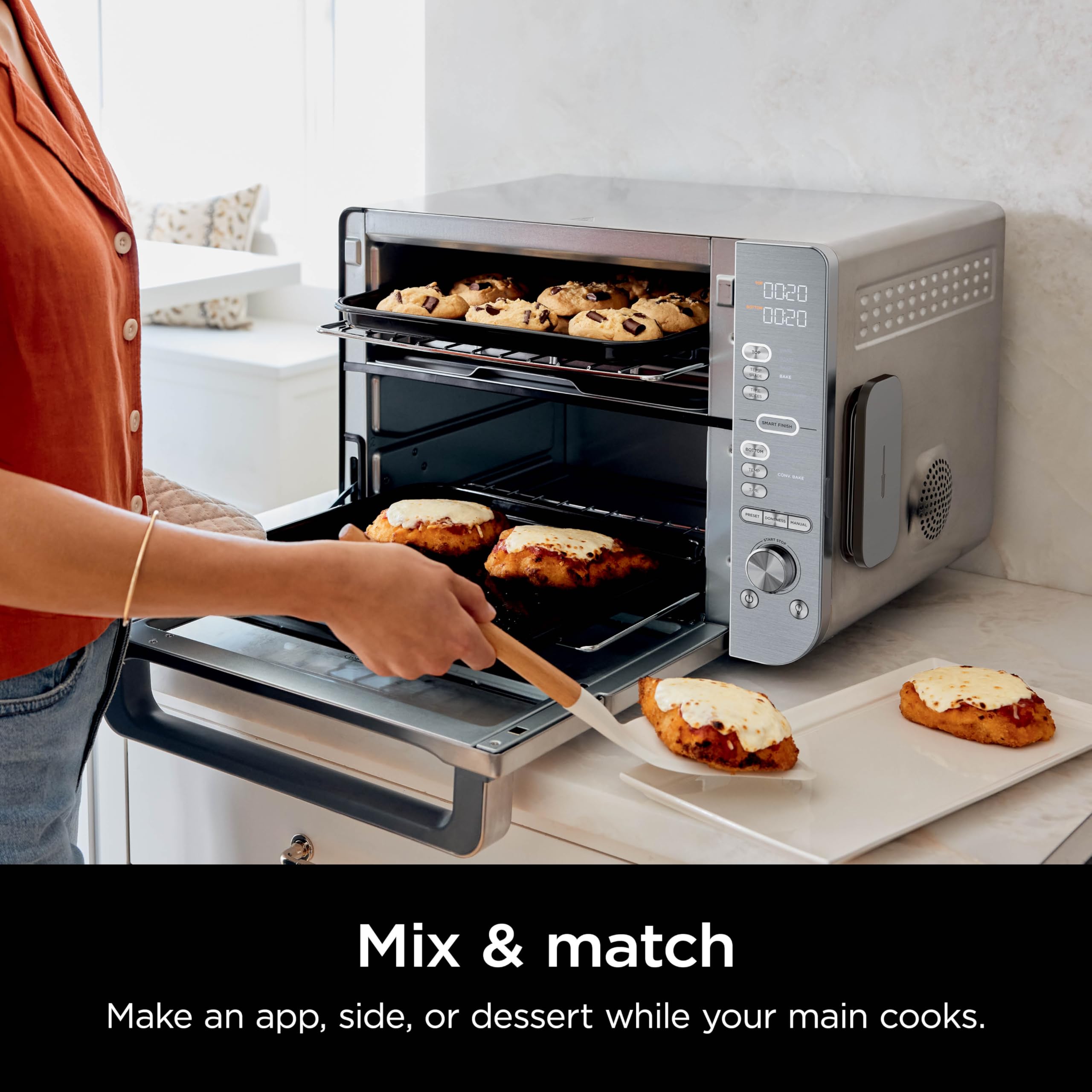 Ninja DCT651 XL Countertop Oven with Air Fryer - 12-in-1 Smart Toaster Oven, DualZone Technology, FlexDoor & FlavorSeal - Bake, Broil, Reheat, Toast - Perfect for Small Kitchens, Dorms & RV Cooking - Stainless Steel Pro Cook System