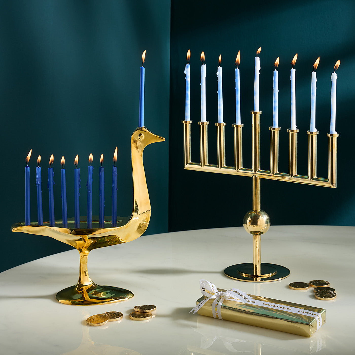Handmade Brass Bird Menorah - Elegant Hanukkah Candle Holder for Jewish Holiday Decor & Home Celebration