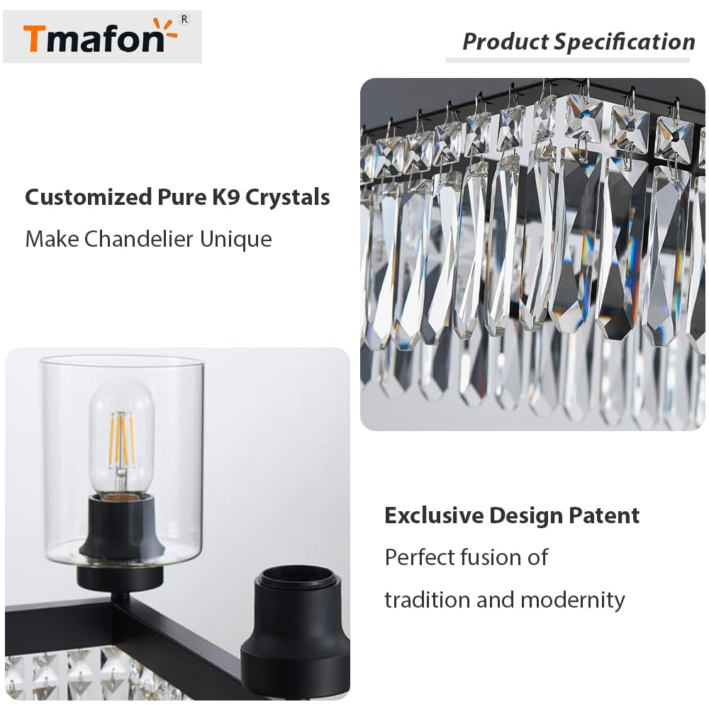 Modern Black Rectangle Crystal Chandelier - 47