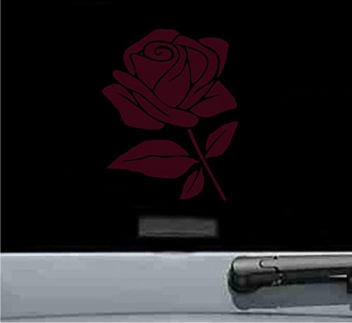 JS Artworks Burgundy Rose Flower Vinyl Decal Sticker - Waterproof Removable Wall Art for Home Decor, Laptop, Car, Phone & DIY Crafts