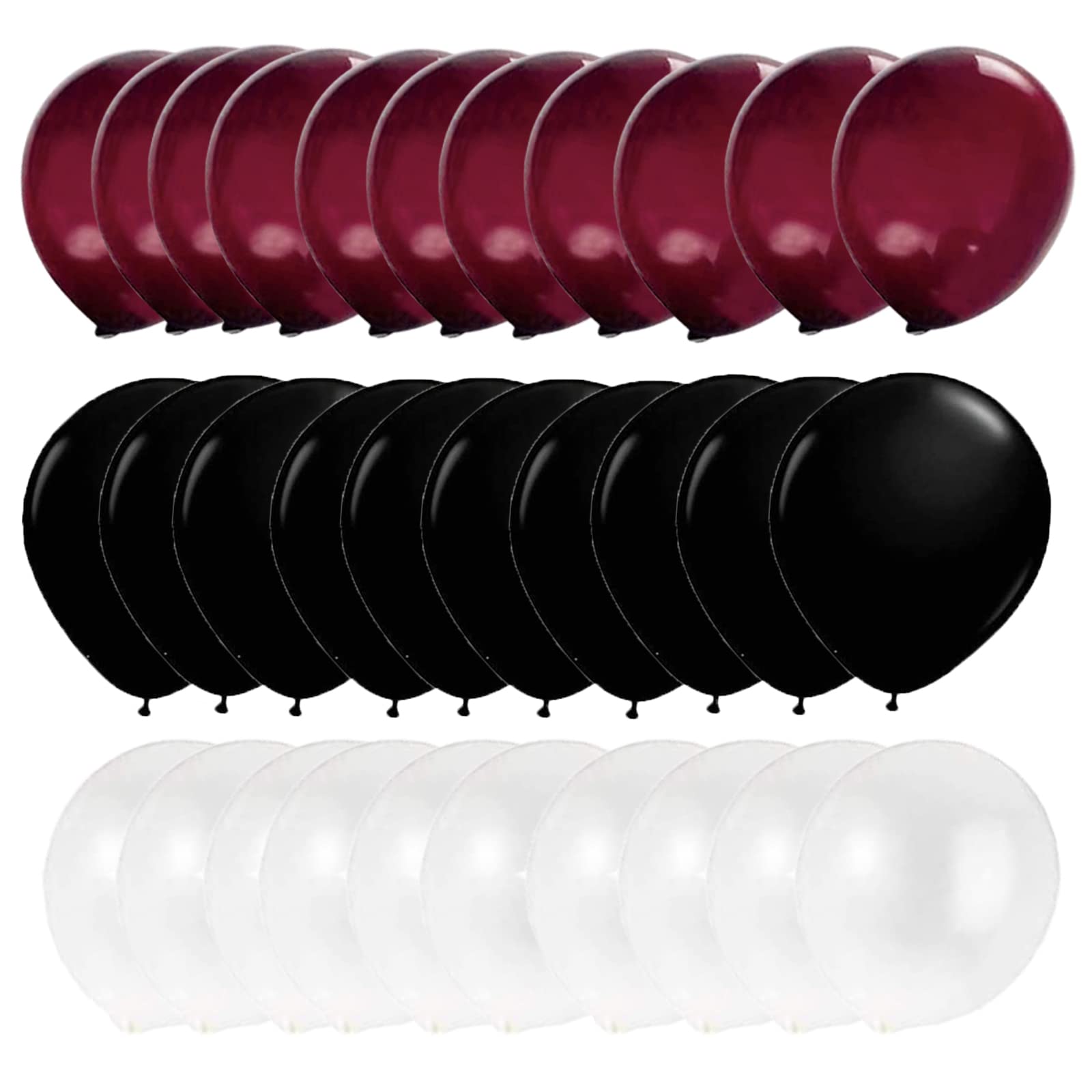 2025 Maroon Black Graduation Decorations Set - 30Pcs Burgundy White Black Balloons for Graduation Party, Birthday & Wedding (Elegant Maroon Theme) - Perfect for School Ceremonies, College Celebrations & Special Events
