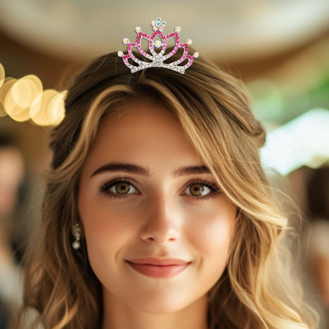 Sparkling Rhinestone Tiara Comb - Elegant Crystal Crown Hair Accessory for Prom, Weddings, and Special Occasions