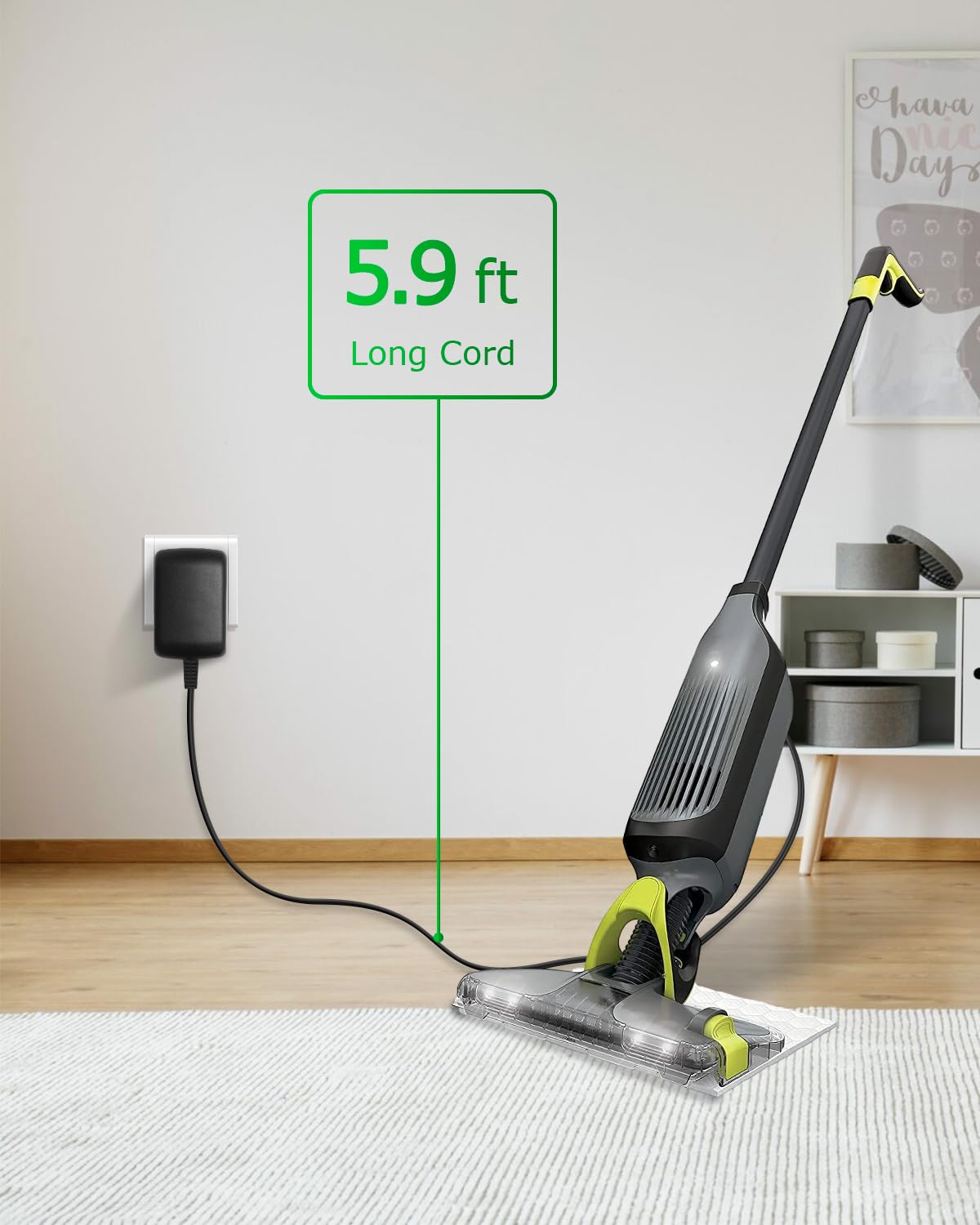 Replacement Shark VM252 VM252C QM250 Vacmop Magnetic Charger - 13.3V Charging Cord for Shark Vacmop Pro Cordless Hard Floor Vacuum Mop (5.9FT) - Perfect for Home Cleaning & Hardwood Floor Maintenance