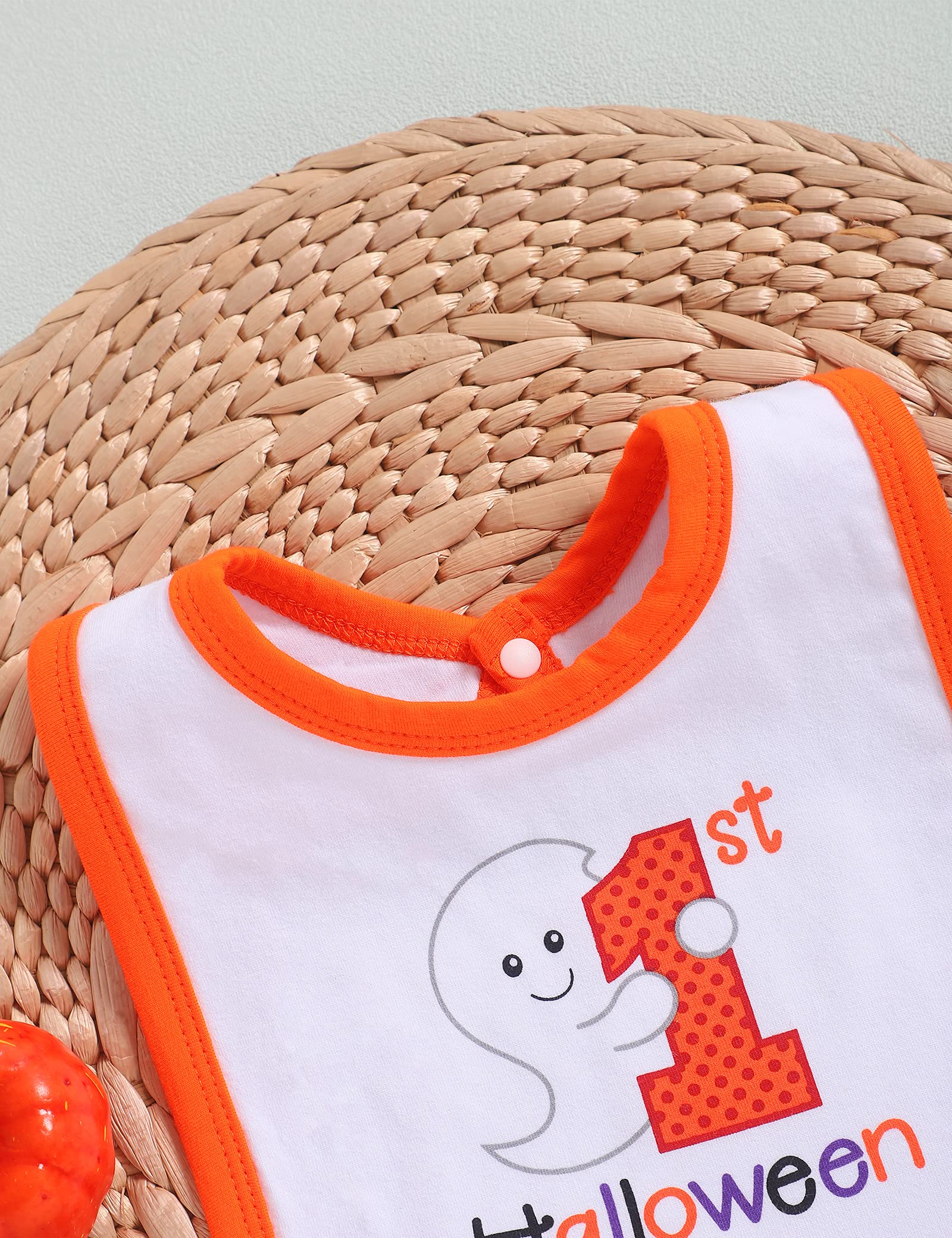 My First Halloween Baby Bibs for Boys & Girls - Drool Proof & Teething Friendly (Pumpkin Orange) - Perfect for Halloween Parties & Photo Shoots
