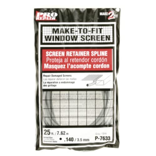Prime-Line P 7633 0.14 Inch x 25 Feet Gray Screen Spline Roll (1 Roll) - Perfect for Window Screen Repair and Replacement