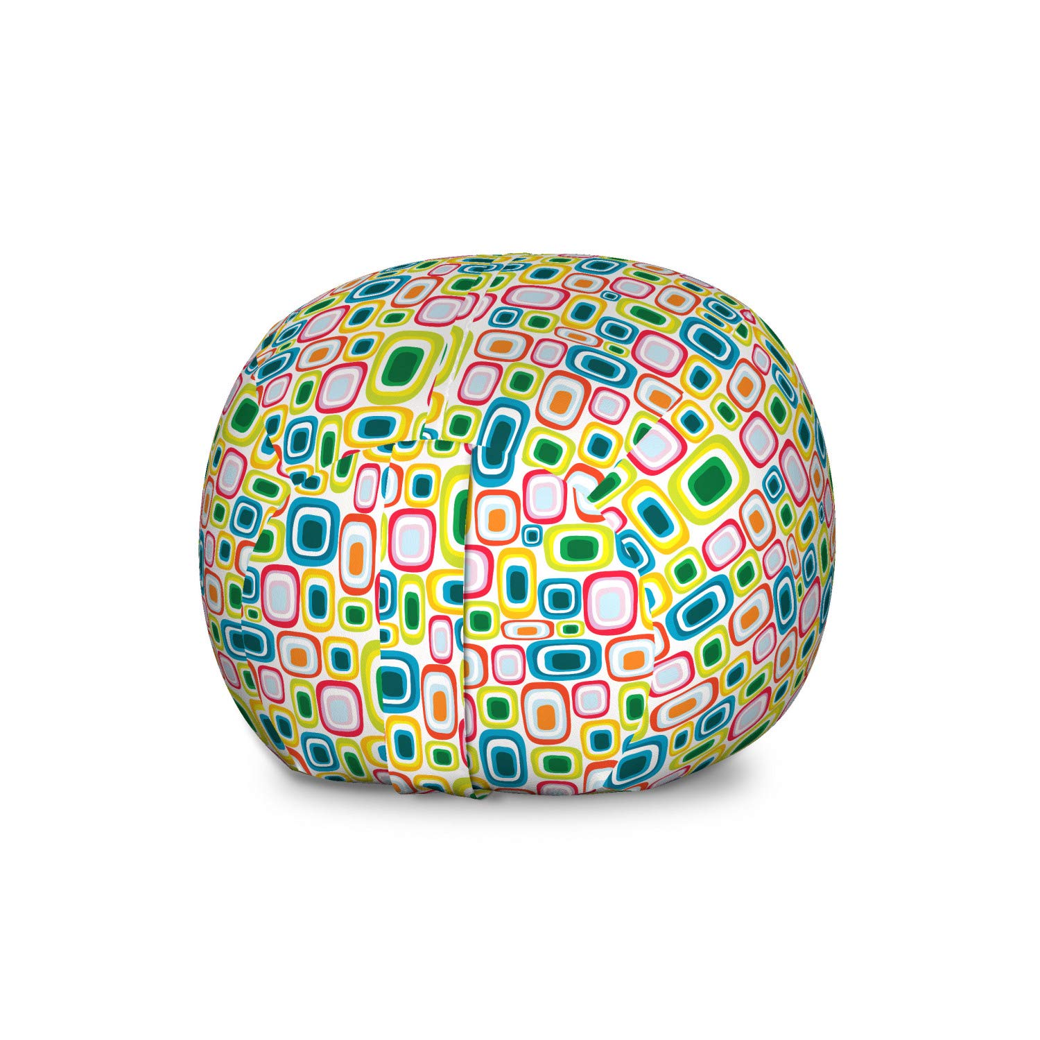 Ambesonne Geometric Storage Toy Bag Chair - Colorful Retro Squares & Bullseye Vintage Design, Large Washable Stuffed Animal Organizer | Kids Room Decor, Playroom Storage, Nursery Organization
