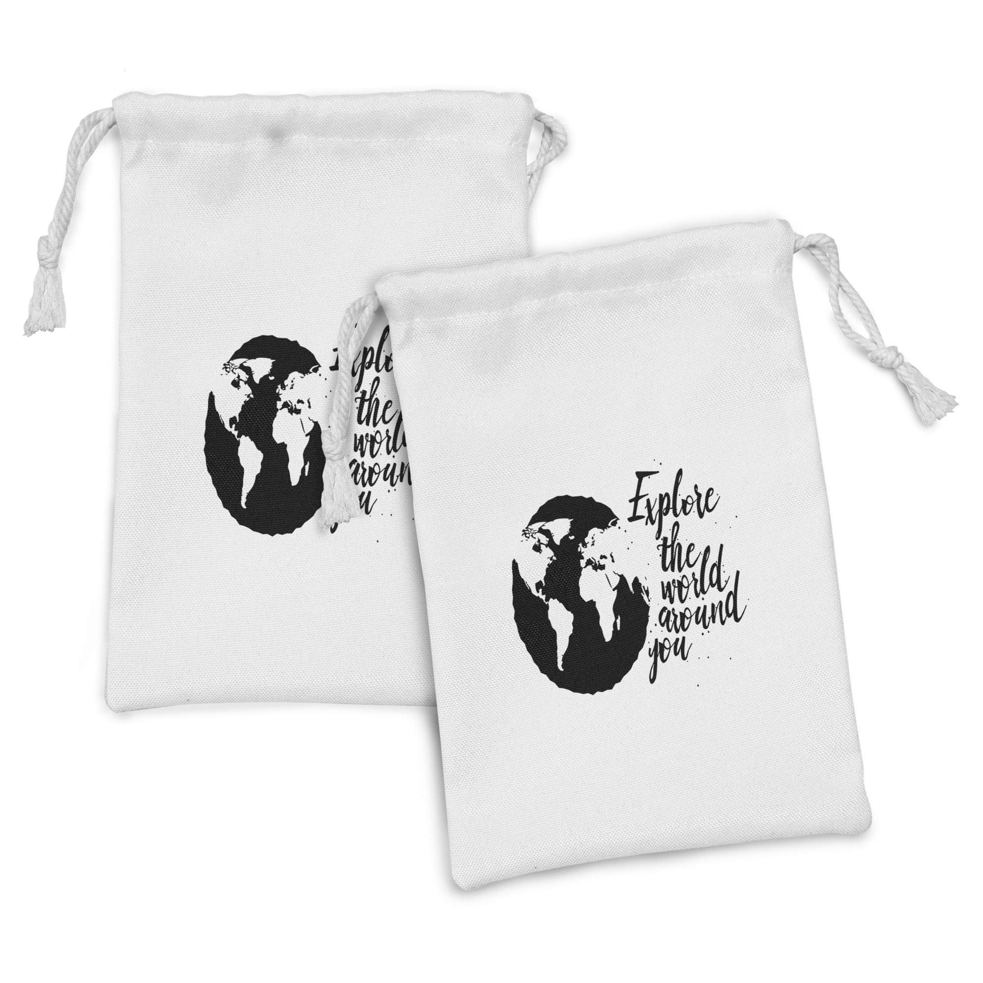 Ambesonne Travel Motivational Fabric Pouch Set of 2 - 9