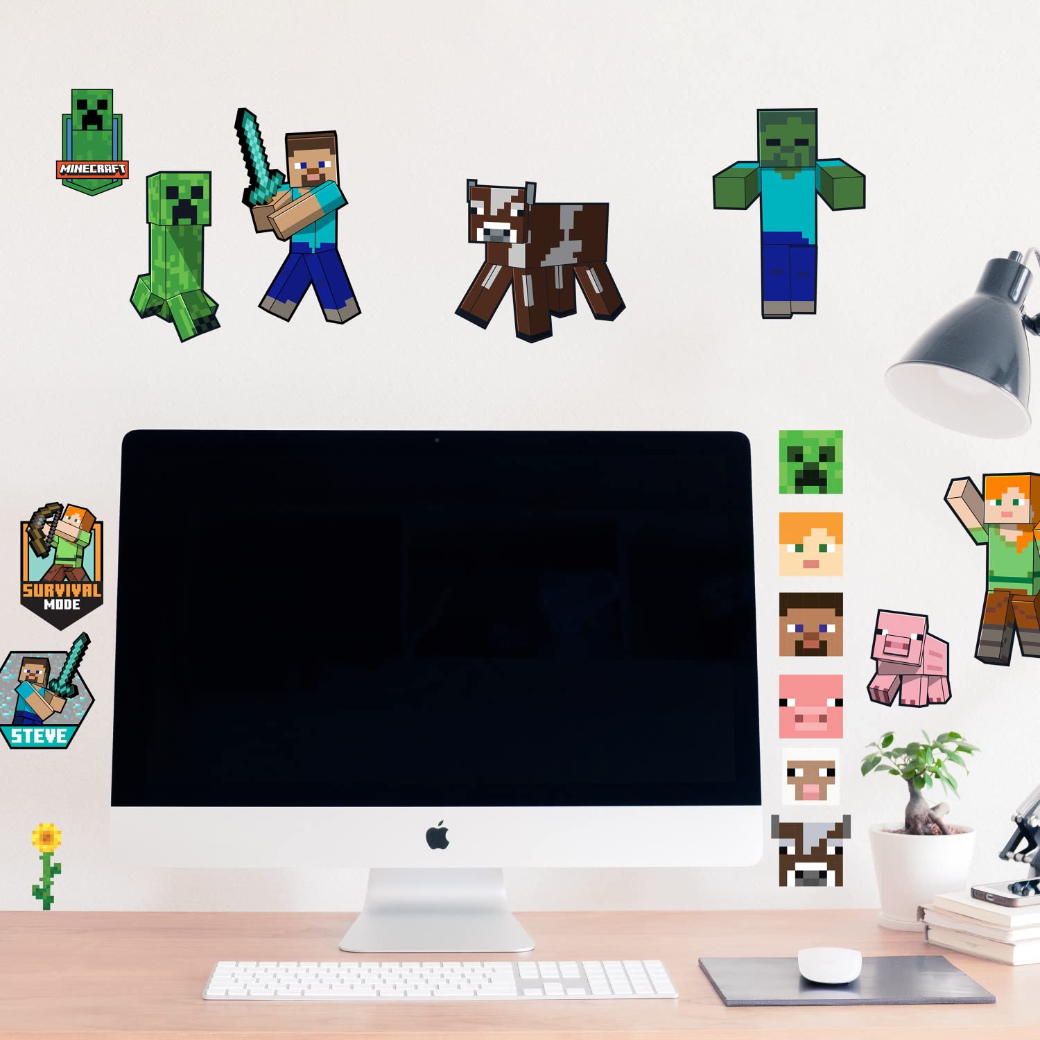 Minecraft Characters Peel and Stick Wall Decals - RoomMates RMK5366SCS - Removable Vinyl Stickers for Kids Bedroom, Game Room & Dorm Decor