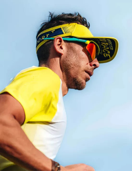 Compressport Unisex Ultralight Visor - Dress Blues/Green Sheen | Running, Cycling & Outdoor Sports Sun Protection