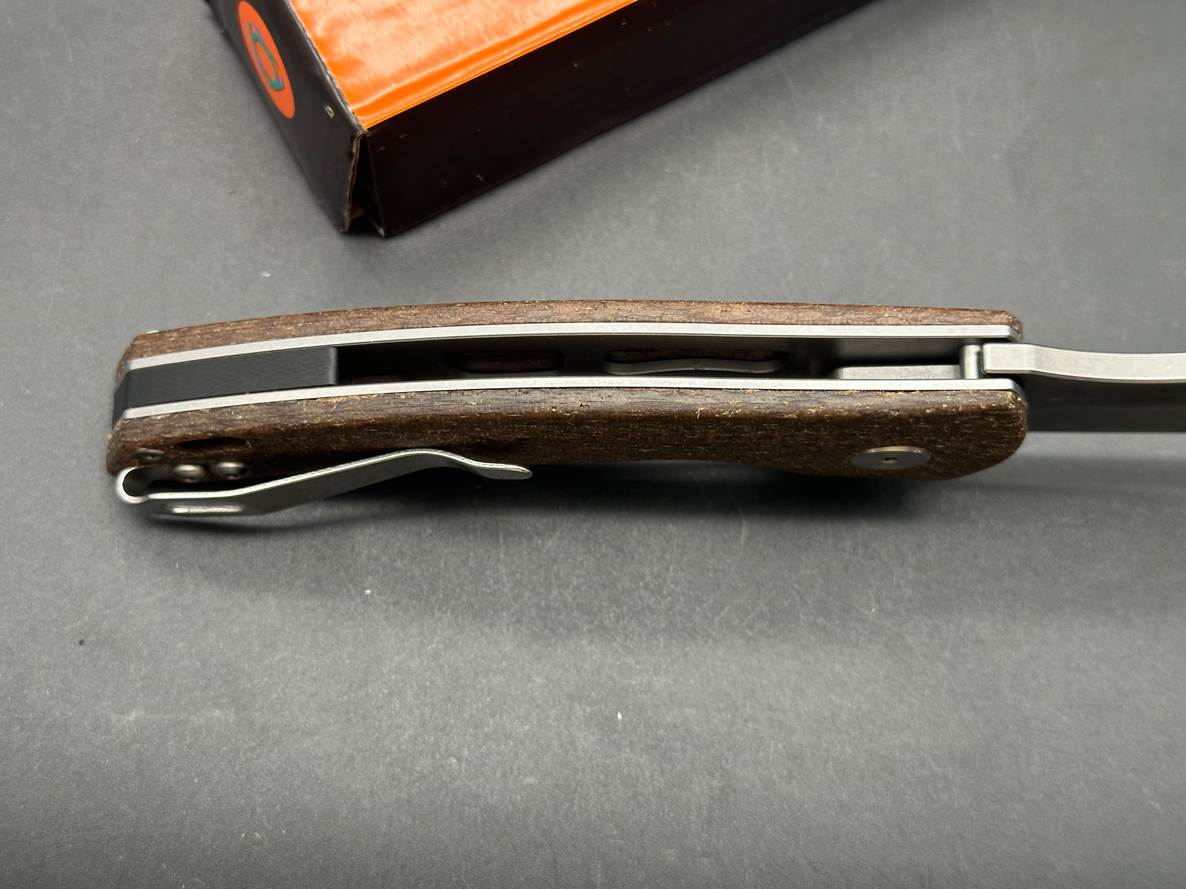 SIXLEAF SL 02 Folding Knife - D2 Steel Plain Edge with Brown Linen Micarta Handle | EDC, Camping, Outdoor Survival & Everyday Carry Tool