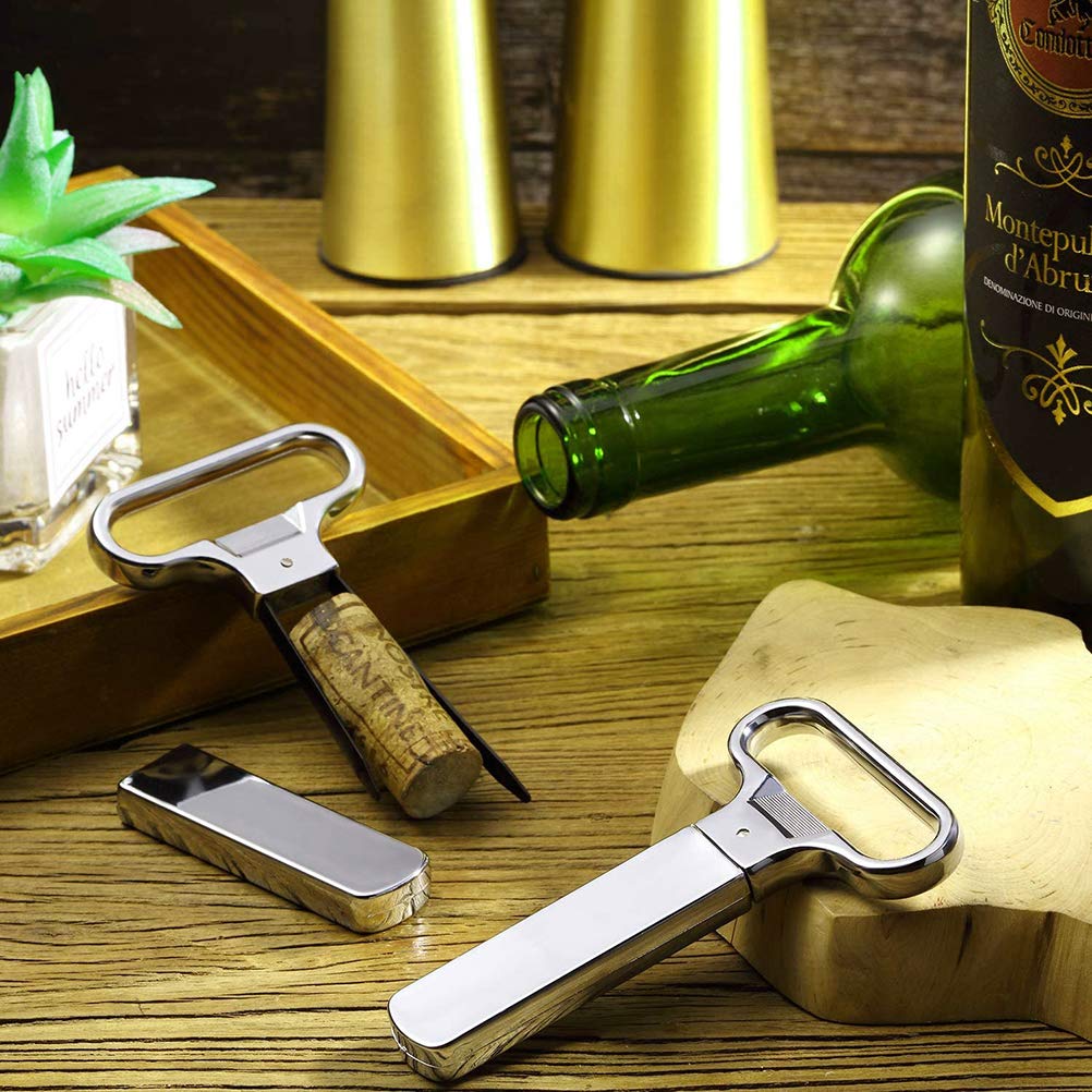 Premium Stainless Steel Double Lever Wine Corkscrew - Professional Bottle Opener for Wine, Champagne & Beer - Perfect for Home Bars, Restaurants & Gifting