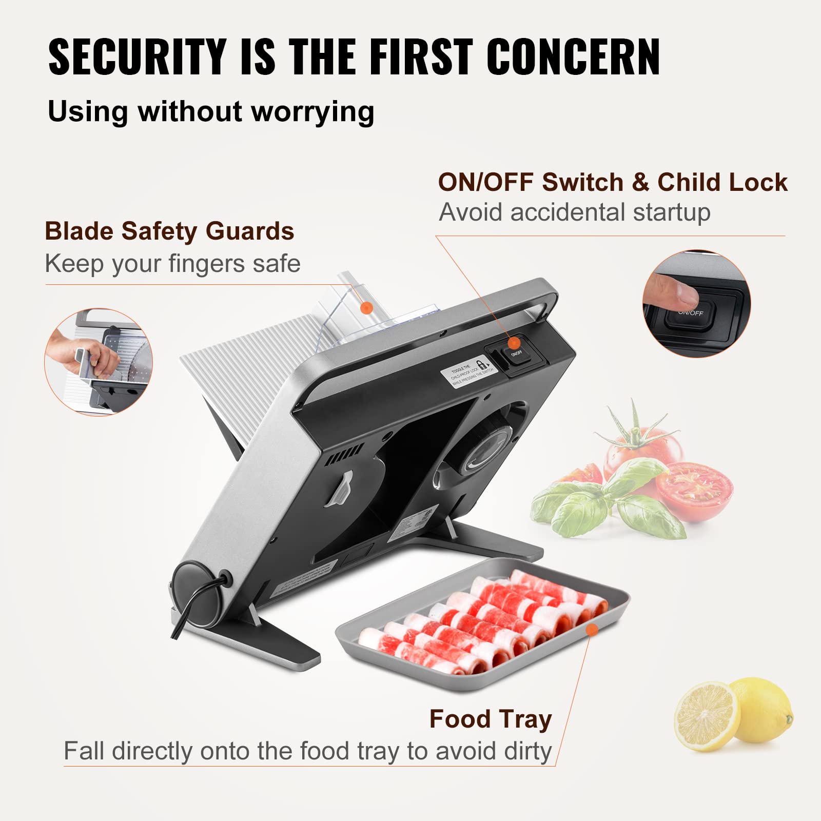 VEVOR 45W Electric Deli Slicer - 7.5