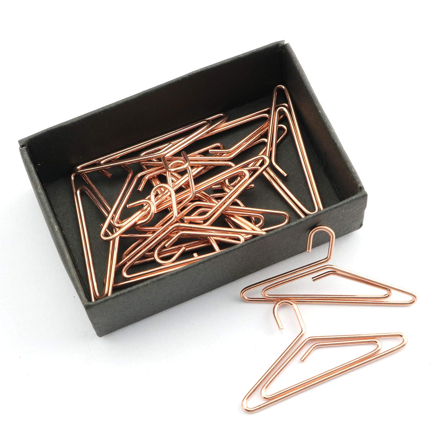 12PCS Rose Gold Hanger-Shaped Paper Clips - Metal Wire Bookmark Clips for Notes, Photos & Signs - Perfect for Home, Office & School Organization