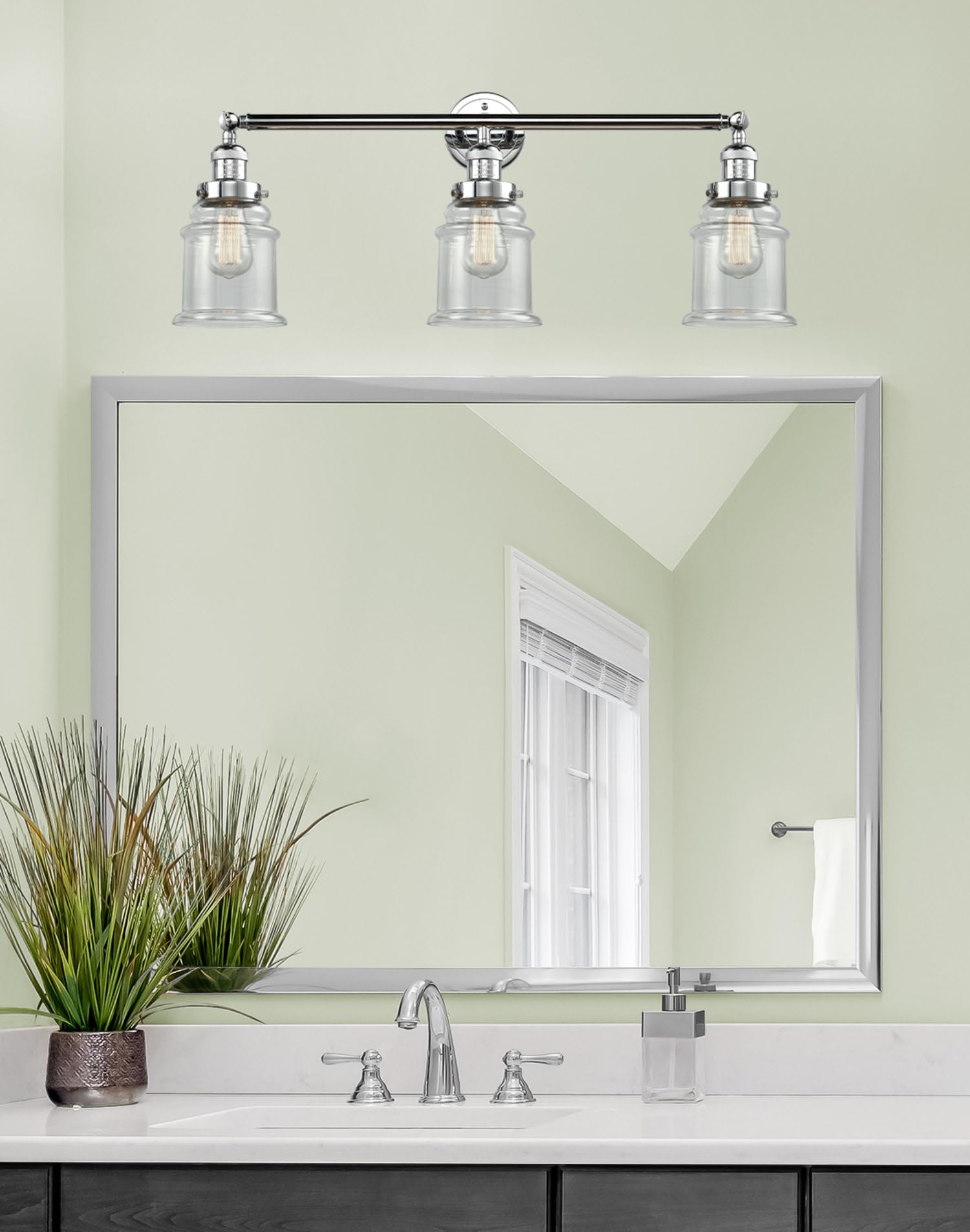 Franklin Restoration Collection 205-OB-G181 3-Light Bathroom Vanity Light Fixture in Antique Bronze - Perfect for Modern and Traditional Bathroom Decor