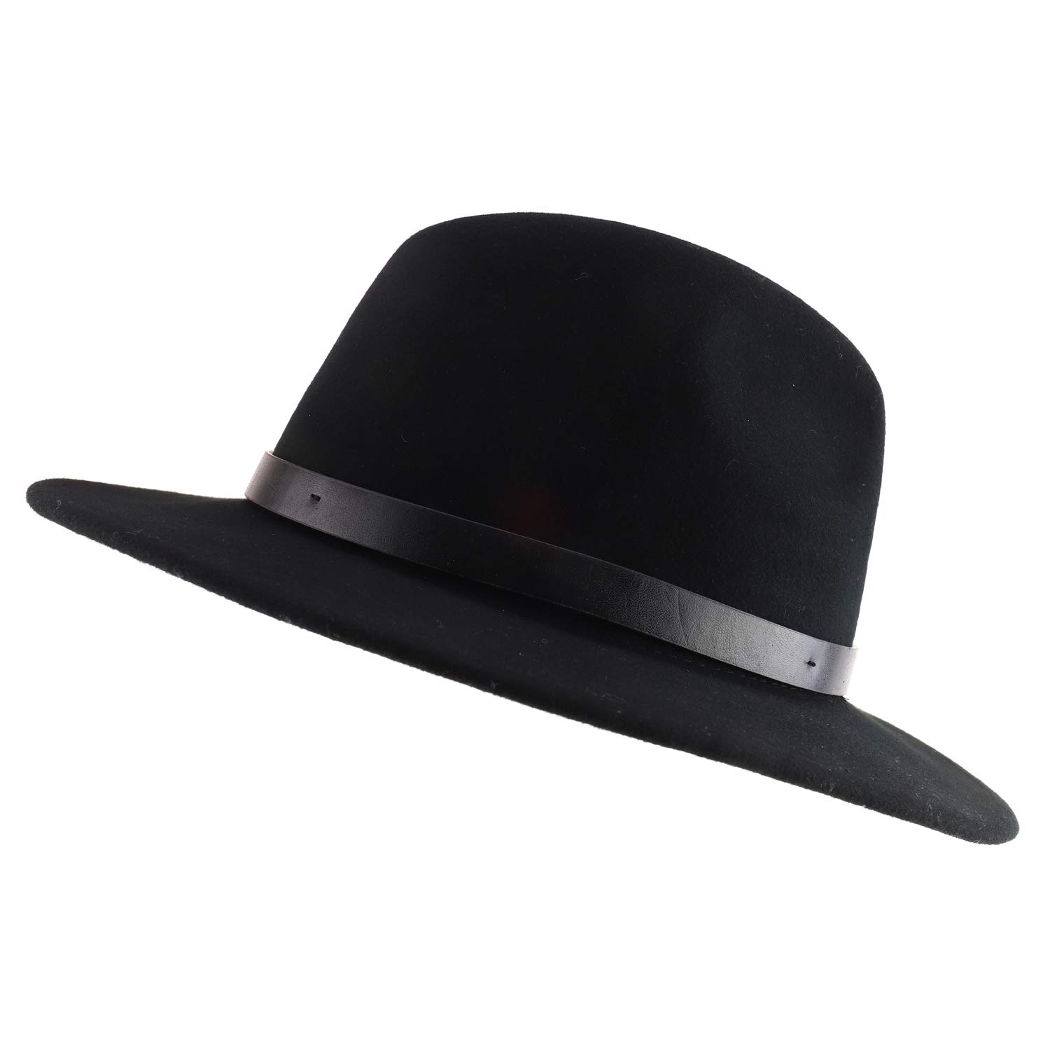 Stylish Women's Wool Felt Wide Brim Fedora Hat with Leather Band - Fashionable Sun Hat for Outdoor Events, Beach Vacations & Everyday Wear