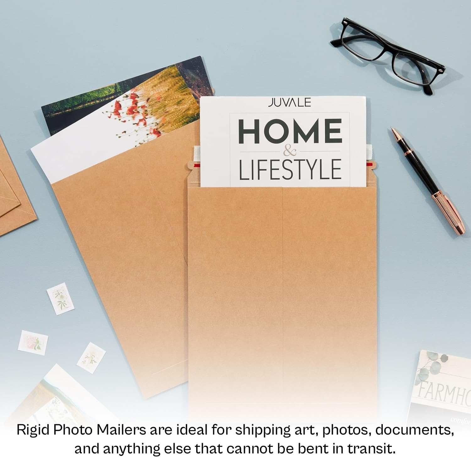 PSBM 6x6 Inch Rigid Mailers - 400 Pack Kraft Brown Cardboard Shipping Envelopes for Photos & Documents | Self Seal | Perfect for Ecommerce, Small Business & Office Mailings