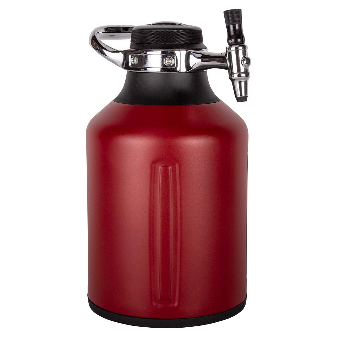 GrowlerWerks uKeg Go 128 oz Carbonated Growler - Portable Beer Dispenser for Craft Beer, Soda, Cider, Kombucha & Cocktails | Insulated Stainless Steel Keg with Pressure Regulator | Perfect for Camping, Parties & Home Brewing (Chili Red)