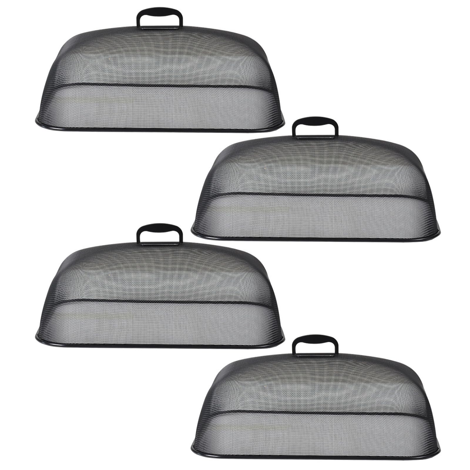 4Pcs 18.5 Inch Black Metal Mesh Food Covers - Reusable Outdoor Picnic Food Tents & Indoor Plate Protectors for Flies & Bugs | Perfect for BBQs, Camping, Parties & Home Dining Protection