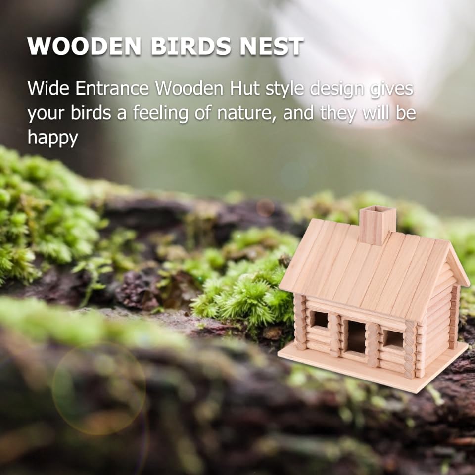 EXCEART Unfinished Wooden Bird House - Handcrafted Natural Wood Birdhouse for Garden, Park, Outdoor Decor - DIY Paintable Bird Feeder for Backyard, Patio & Home Decoration - Perfect for Bird Watching & Nature Lovers