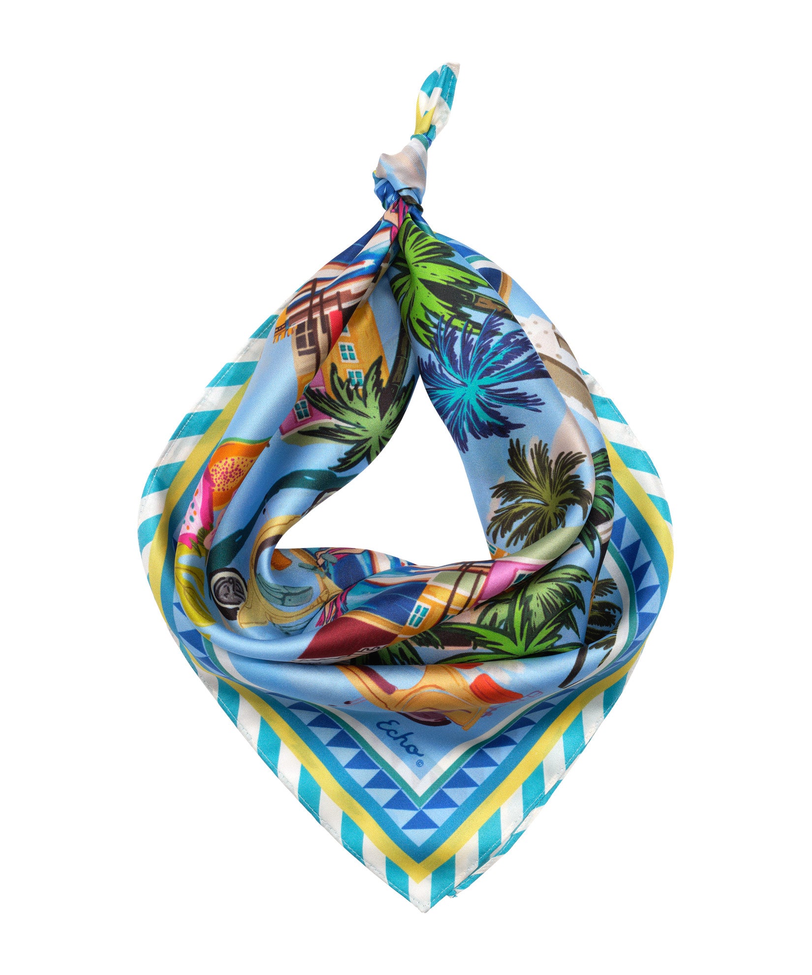 Positano Silk Bandana Scarf - Lightweight & Soft Fashion Accessory for Women & Men - Perfect for Travel, Beach, Hair Styling & Outfit Accessorizing