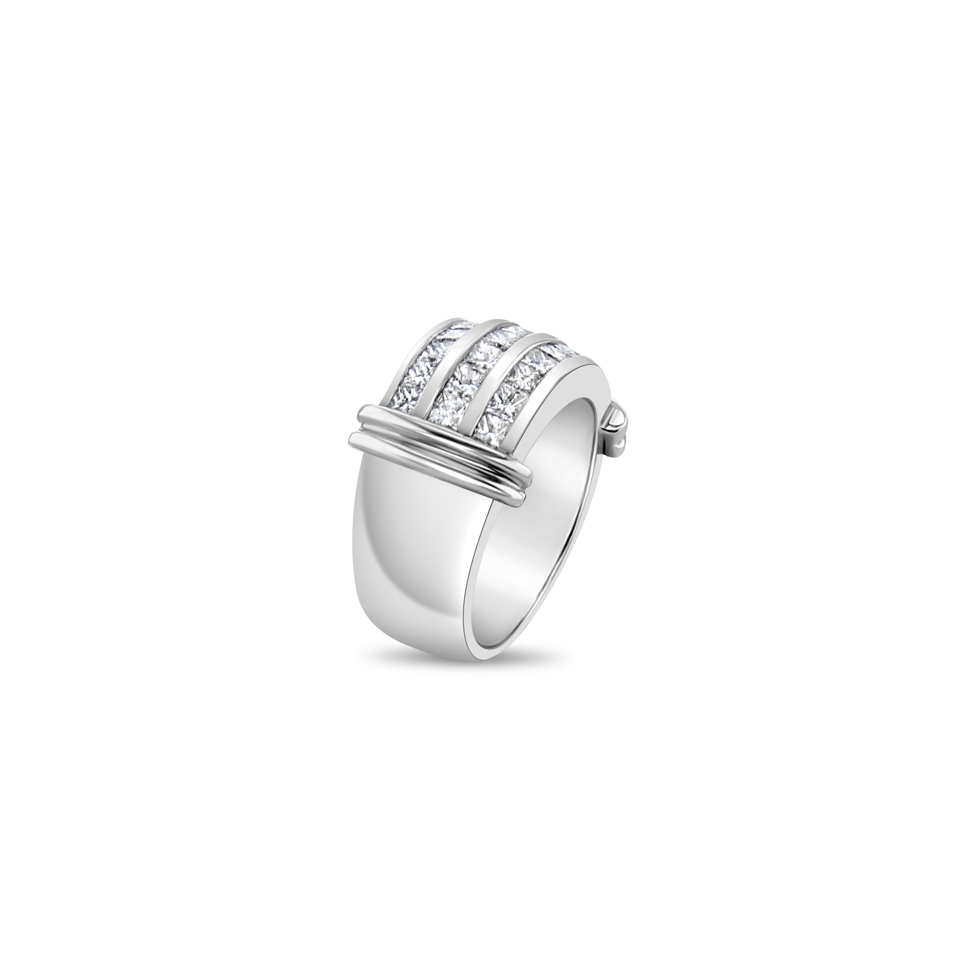 1.86cttw Three Row Princess Cut Diamond Ring for Women - Elegant Wedding, Engagement & Anniversary Jewelry Gift