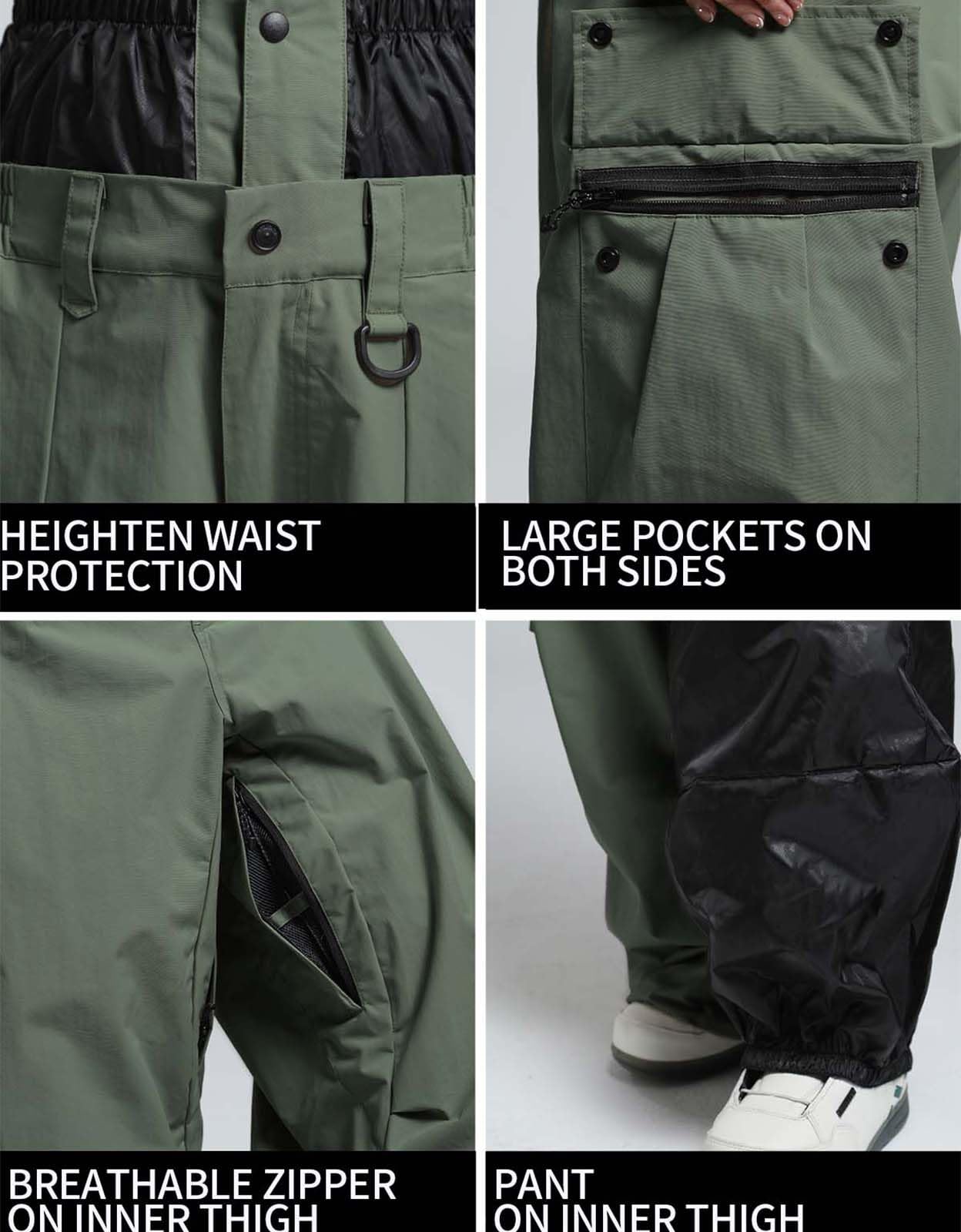 **Men's & Women's Waterproof Insulated Snowboard Pants - Super Baggy Loose Fit Ski Pants for Winter Sports & Outdoor Activities**    *(场景: Perfect for Snowboarding, Skiing, and Cold-Weather Adventures)*