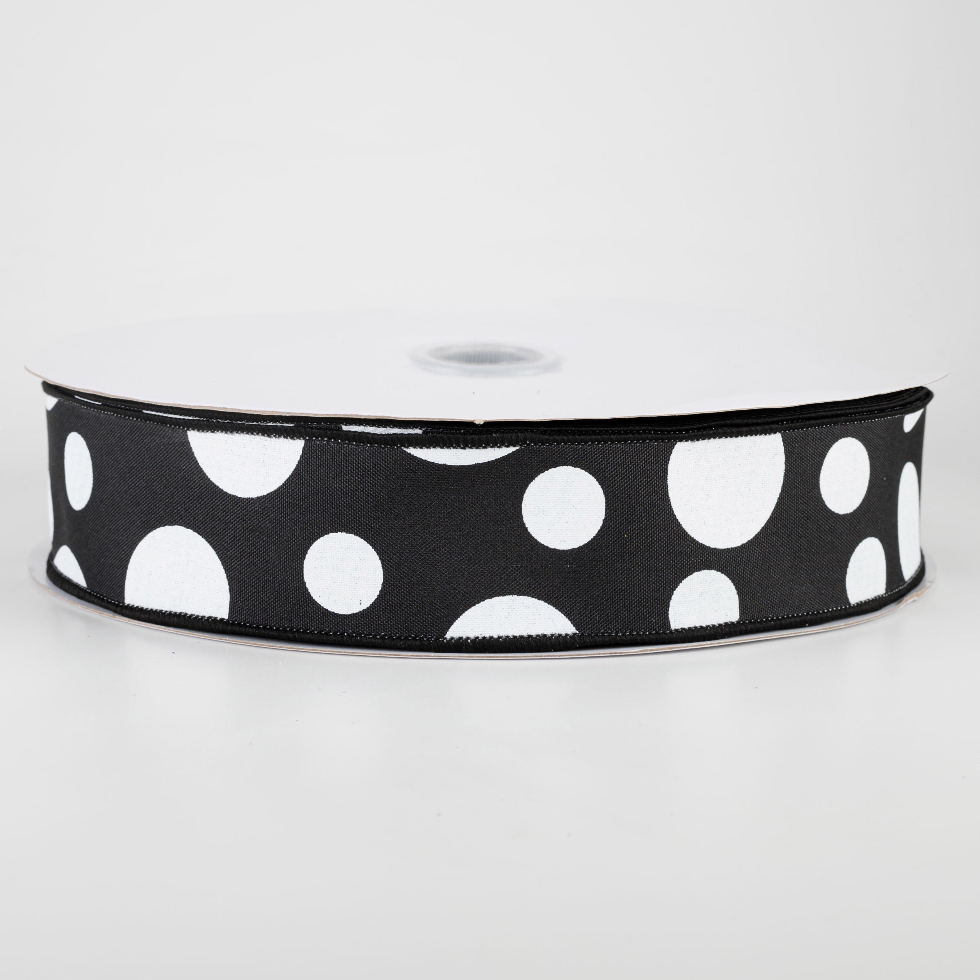 1.5 Inch Giant Three Size Polka Dot Ribbon - Black & White Grosgrain Ribbon (50 Yards) for Gift Wrapping, DIY Crafts, Party Decorations & Hair Bows