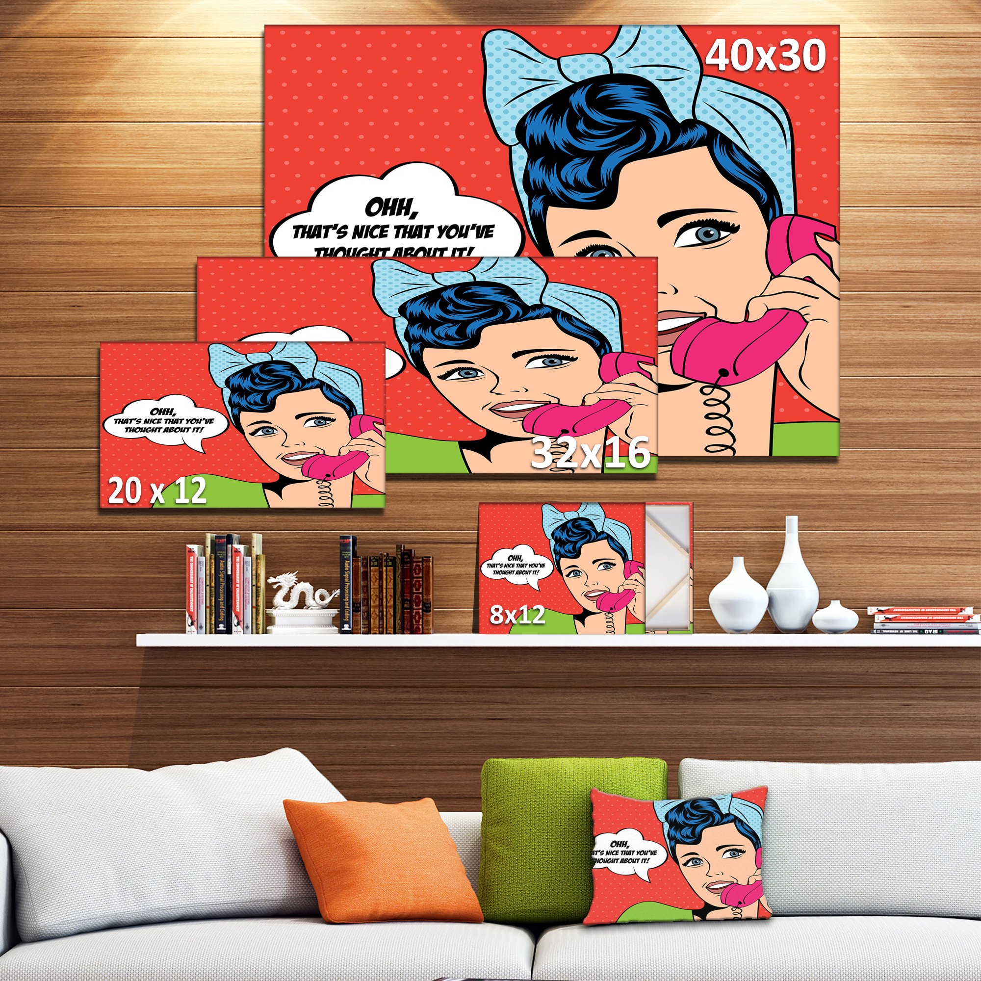 Abstract Portrait Canvas Print of Woman Talking on Phone - Modern Home & Office Wall Art Decor for Living Room, Bedroom or Workspace