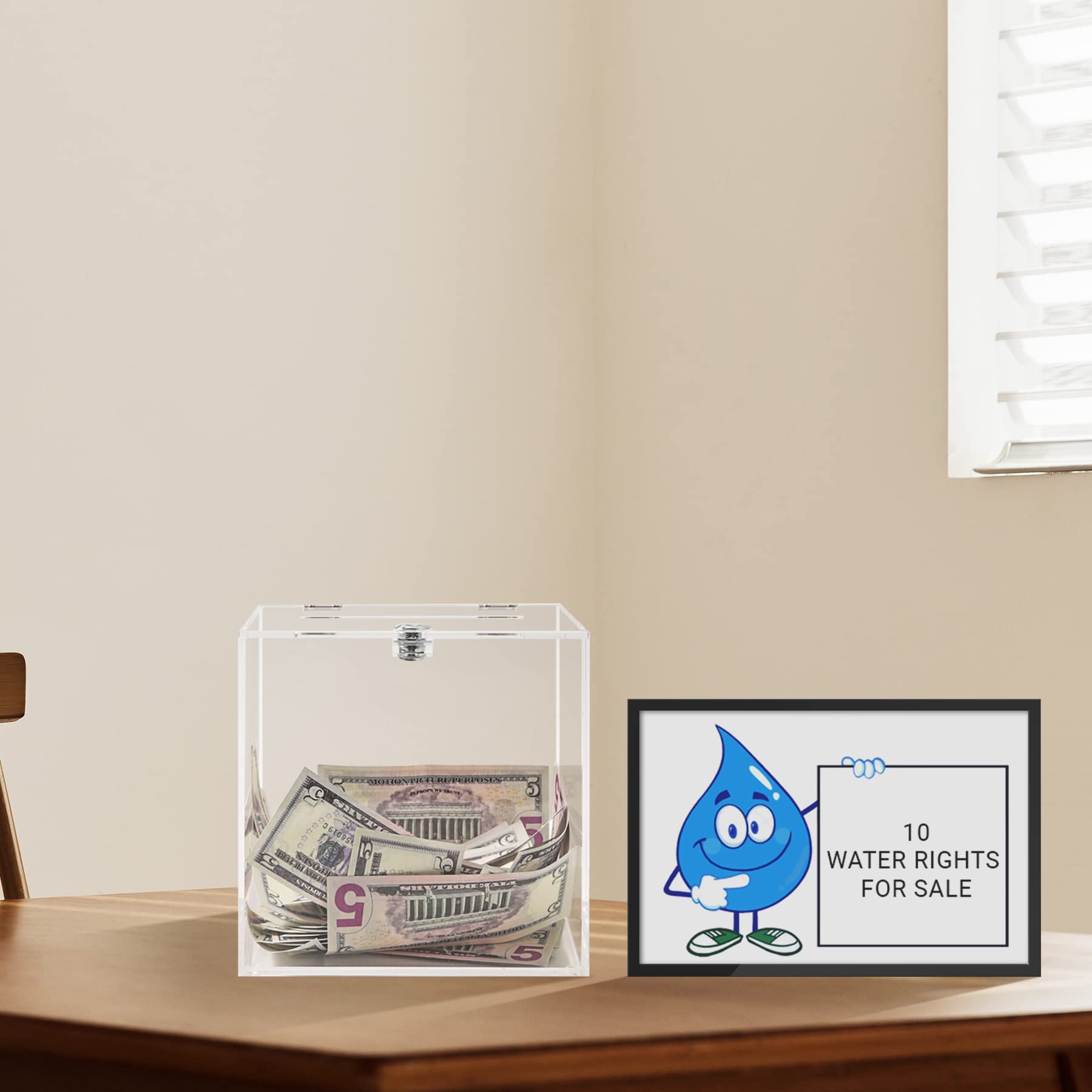 10x10x10 Inch Clear Acrylic Donation Box - Secure Money Storage Container for Voting, Charity Events, Ballot Suggestions & Contests - Ideal for Fundraising, Church Donations & Office Suggestion Boxes