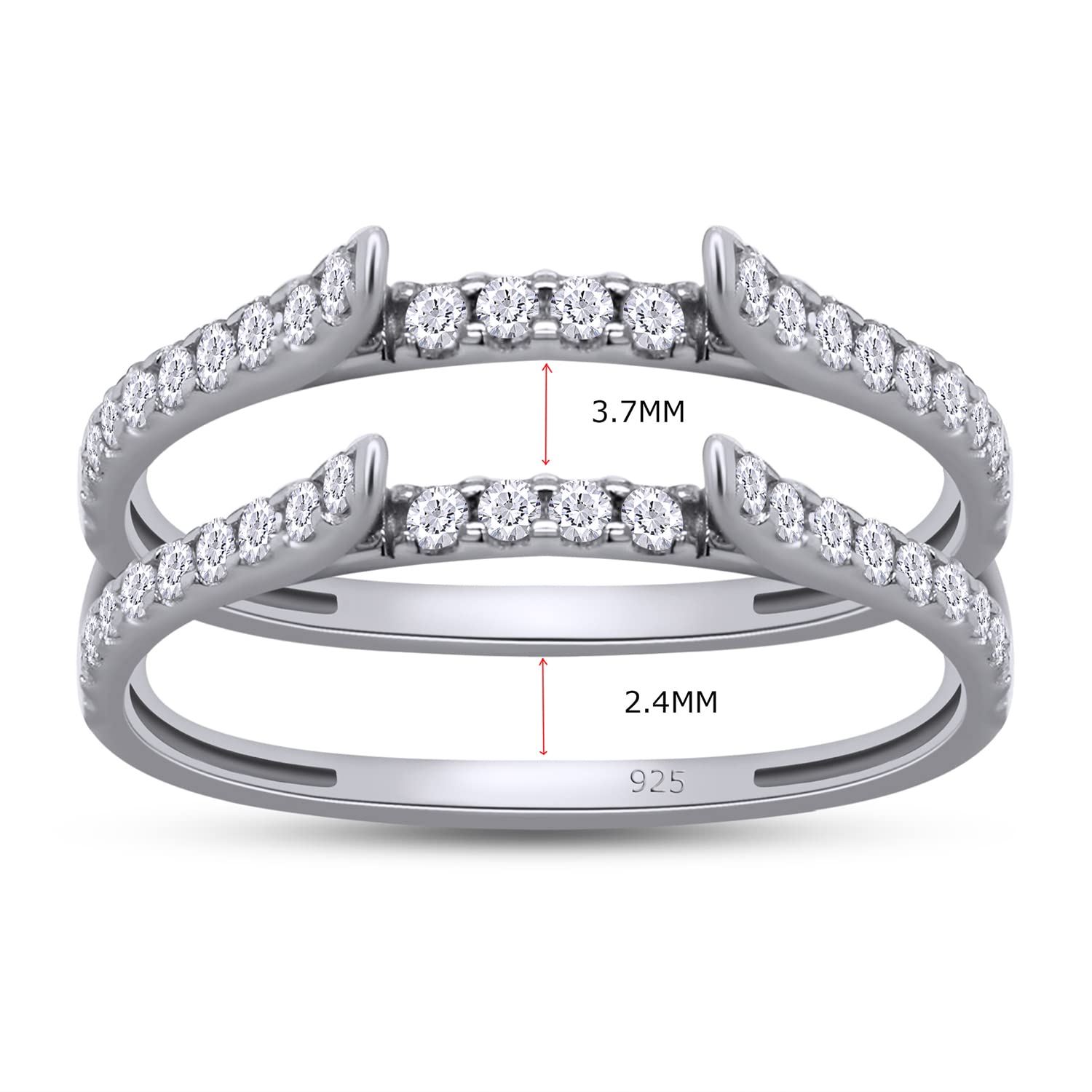 1/2 ct Lab-Created Moissanite & Lab-Grown Diamond Cathedral Enhancer Ring Guard for Women - 14K Gold Over Sterling Silver (0.50 CTTW) - Elegant Wedding, Anniversary & Valentine's Day Gift for Her