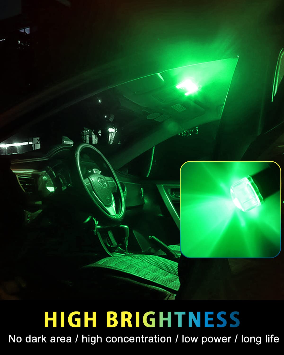 BA9S LED Car Bulbs - 10 Pack Green BA9 53 37 1895 1891 LED Lights for Car Interior, Instrument Panel, License Plate & Glove Box - Replacement for 47830 64111 - Perfect for Night Driving & Vehicle Customization